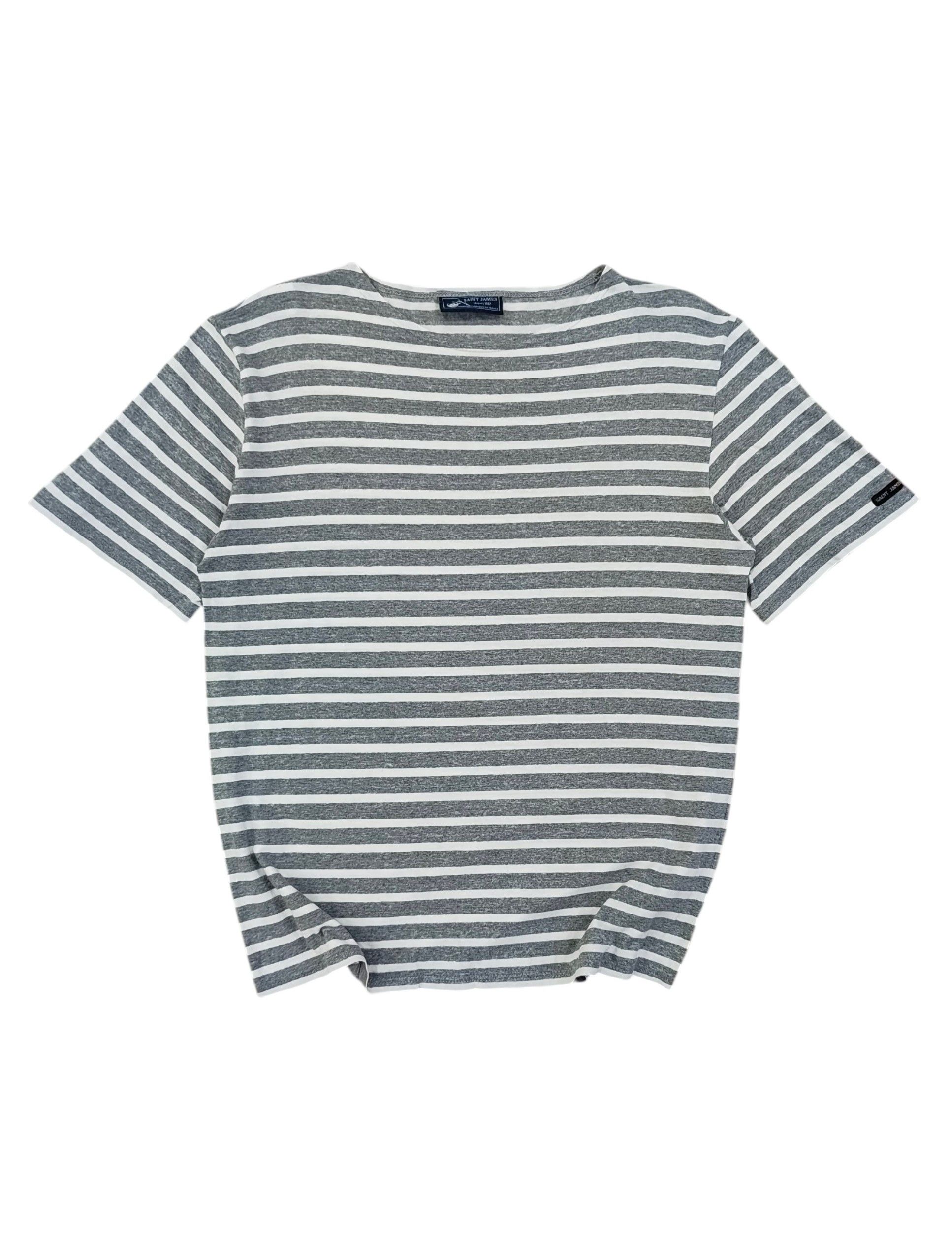 Saint James Asap Rocky Made In France Striped Tee in Gray, Men's (Size L)