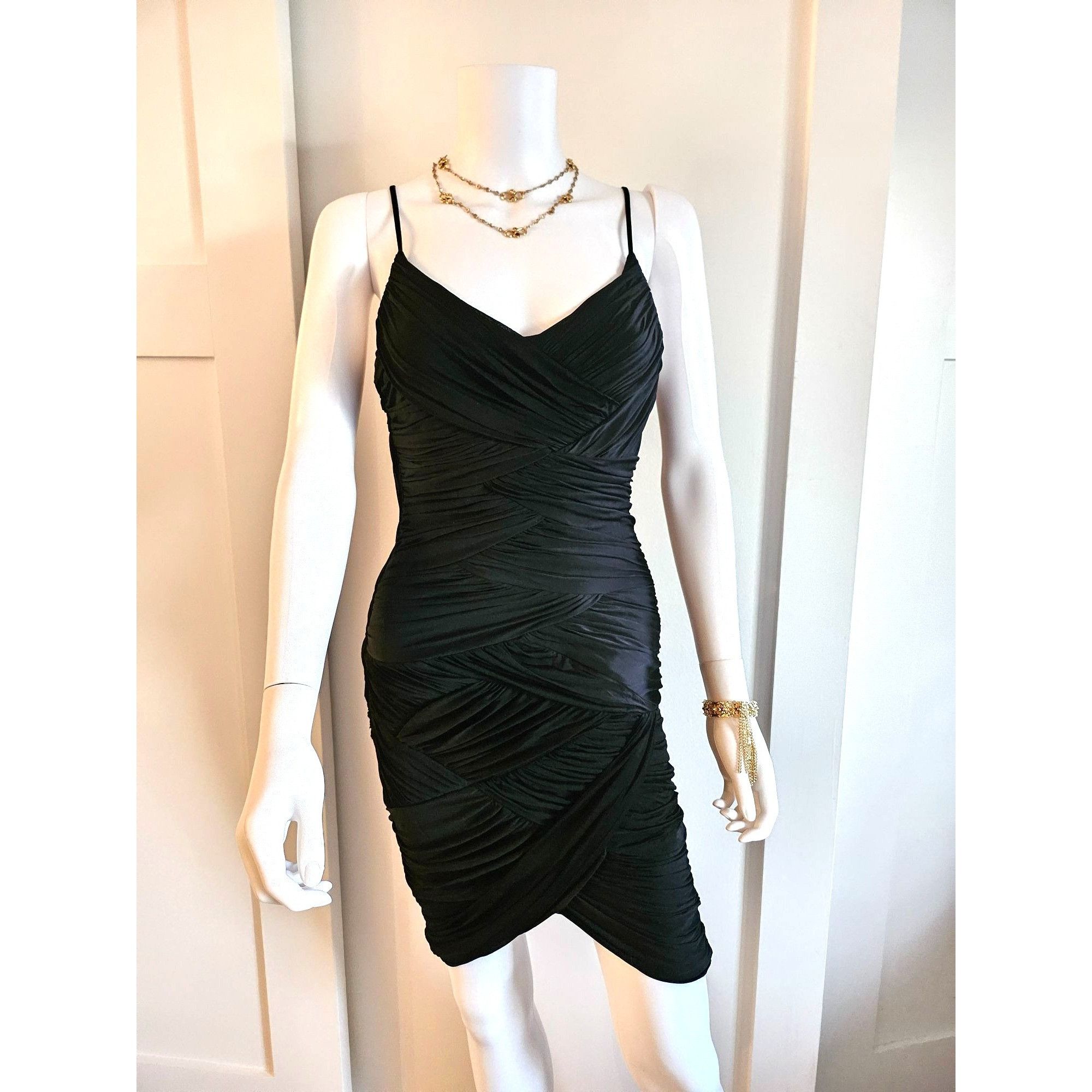 image of Halston Heritage Black Ruched Dress Size S, Women's