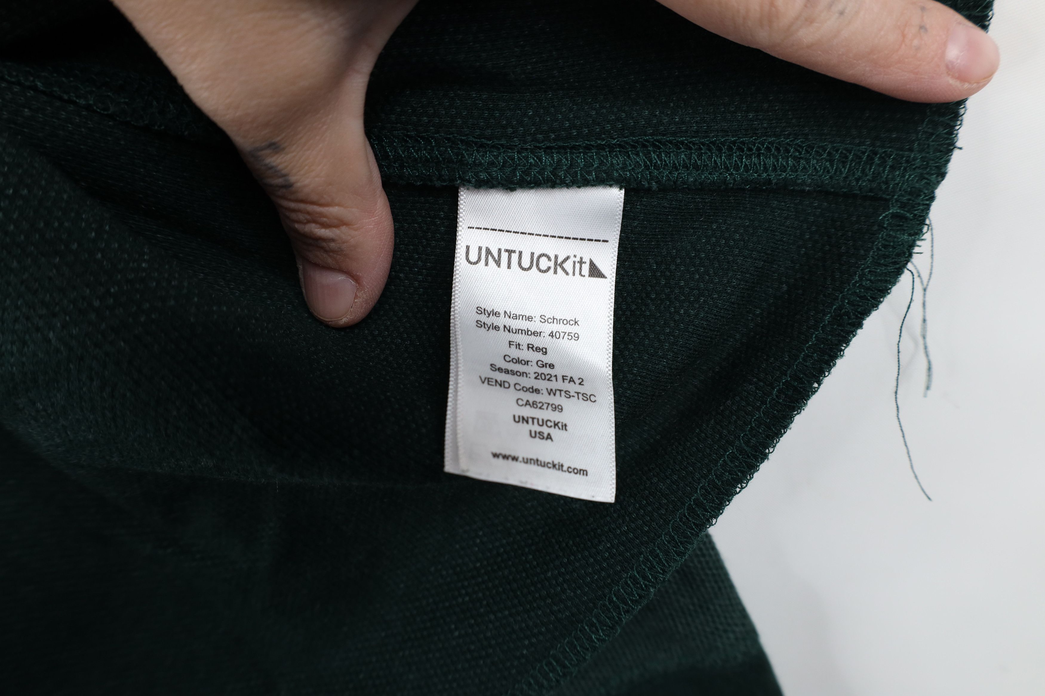 UNTUCKit Untuckit Waffle Knit Henley Long Sleeve T-Shirt Green Size US L / EU 52-54 / 3 - 8 Thumbnail