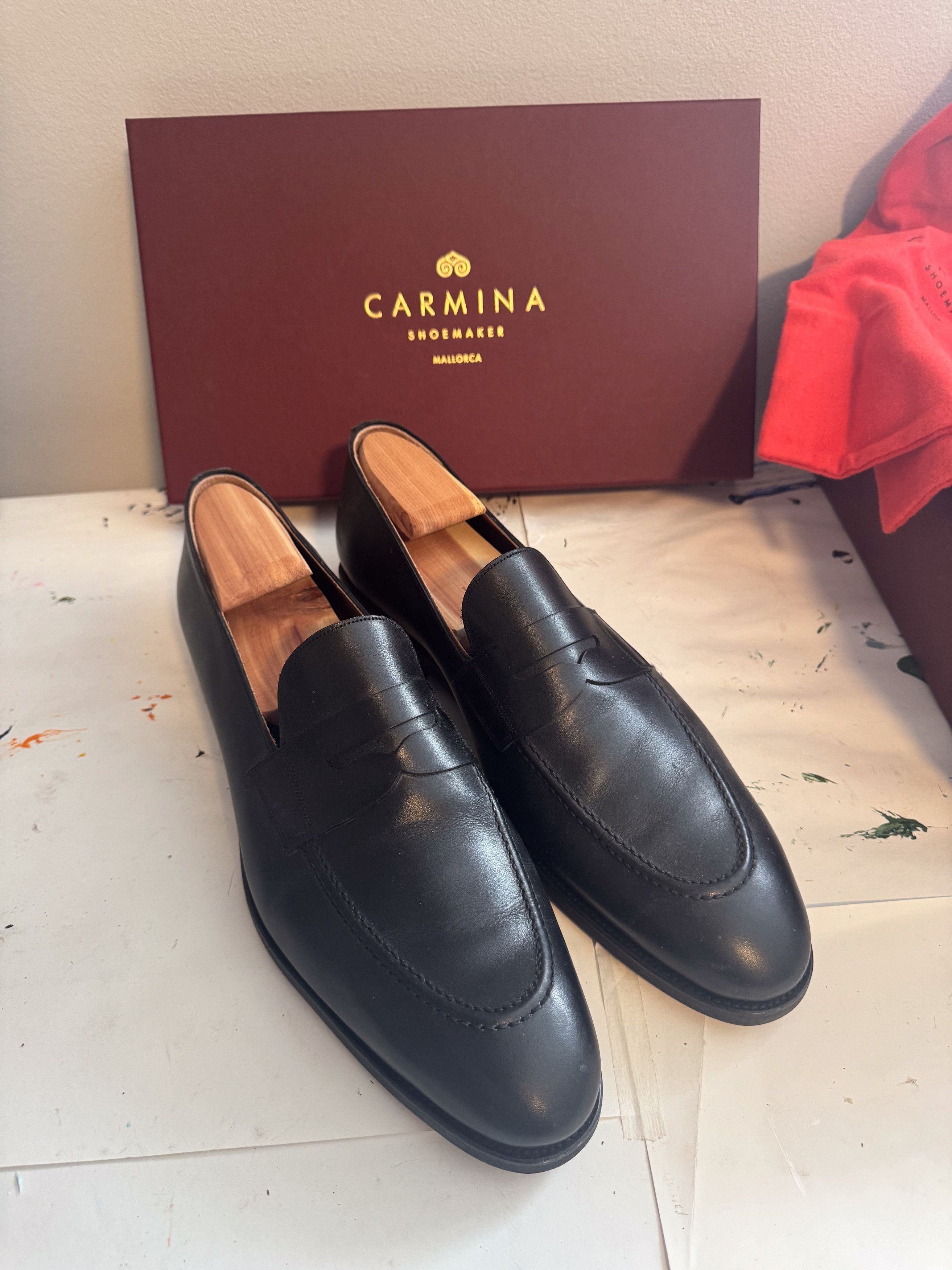 Carmina Penny Loafers 80599 - 12 (Tag 12.5) - Black Leather, Rubber Size US 12 / EU 45 - 1 Thumbnail