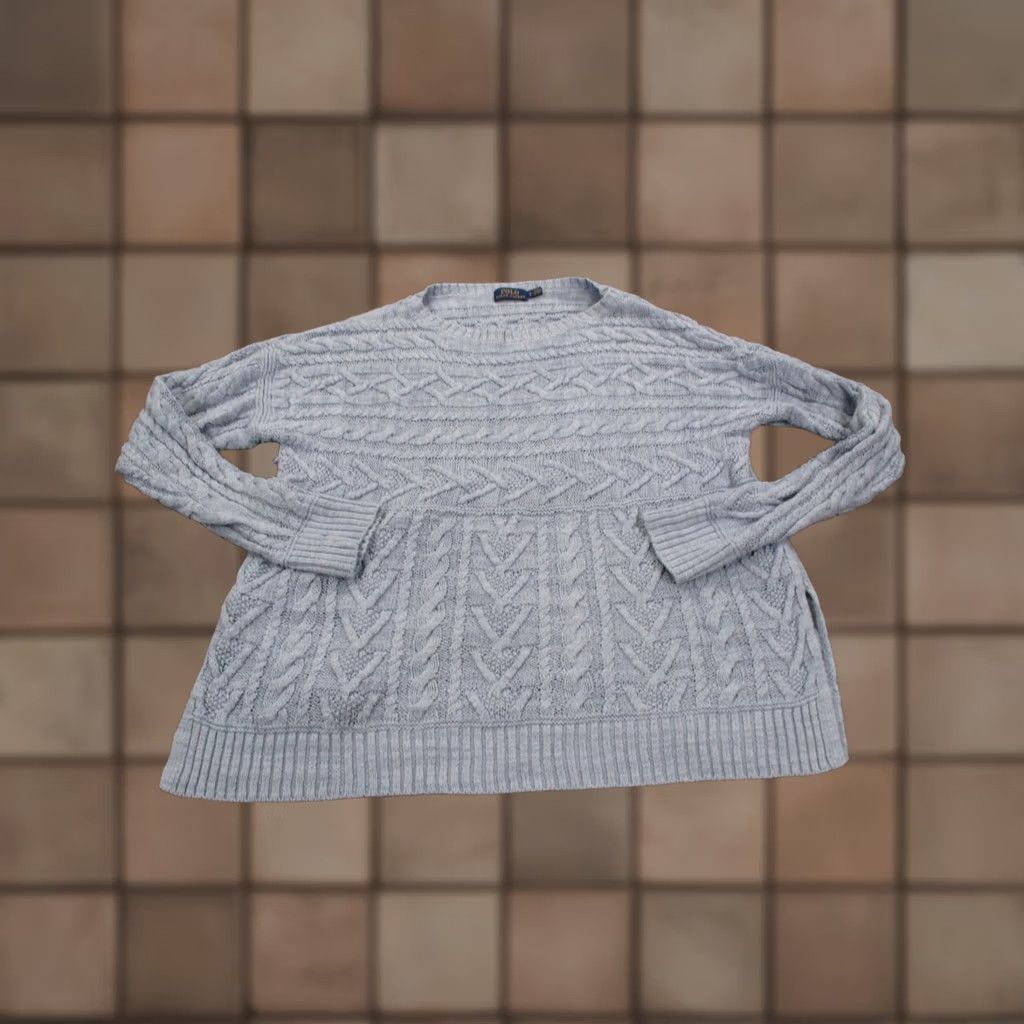 Polo Ralph Lauren Polo Ralph Lauren Sweater Womens L Blue Oversized Relaxed Casual Cable Knit Size L / US 10 / IT 46 - 1 Thumbnail