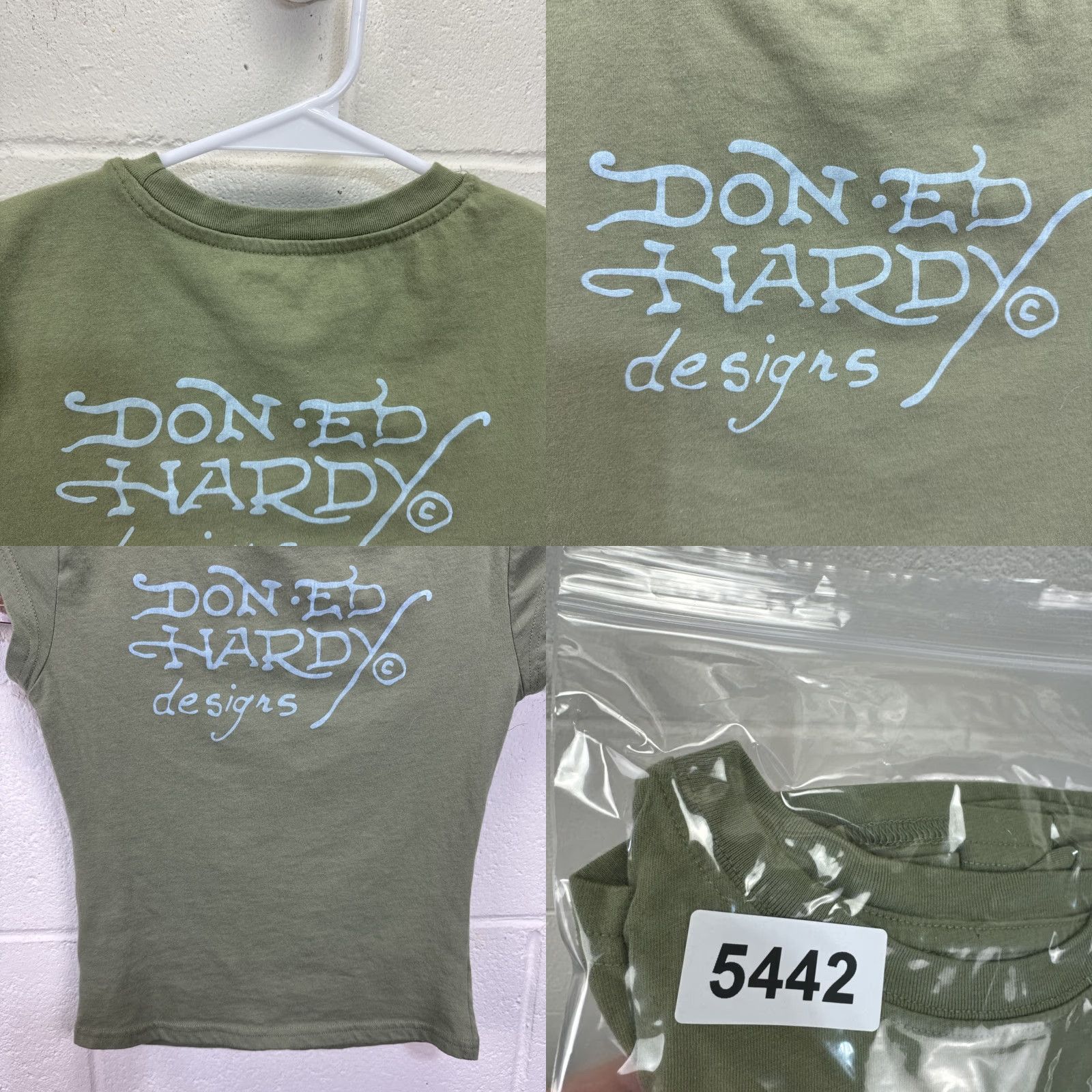 Ed Hardy VINTAGE Ed Hardy Eagle Tattoo Graphic Y2K Army Green Don Ed Hardy Women’s Small T-Shirt Cropped Short Sleeve Slim Fit Crew Neck Size S / US 4 / IT 40 - 9 Thumbnail