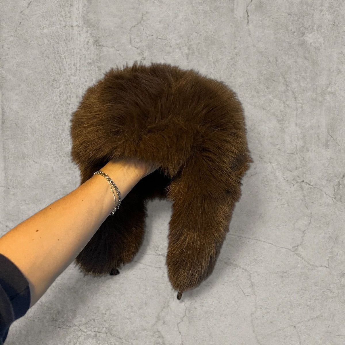 Japanese Brand Russian Ushanka fluffy winter hat, brown faux fur. One size Size ONE SIZE - 4 Thumbnail
