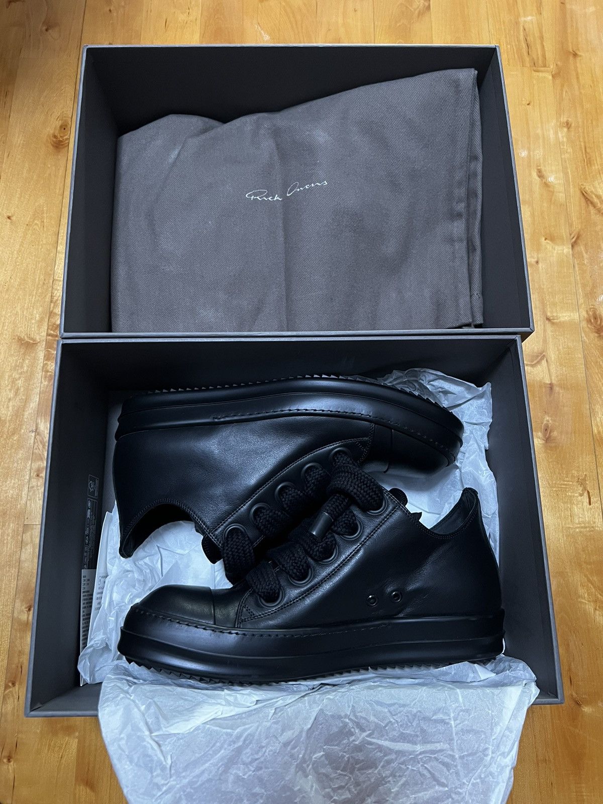 Rick Owens Rick Owens Jumbo Laces Ramones Black Low Top Sneakers New 42 Size US 9 / EU 42 - 11 Thumbnail