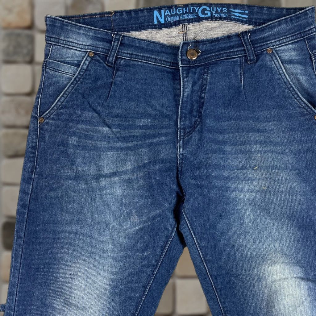 Denime Naughty Guys Jeans Mens 34 x 32 Blue Slim Tapered Medium Wash Denim Stretch Club Jeans Size US 34 / EU 50 - 1 Thumbnail