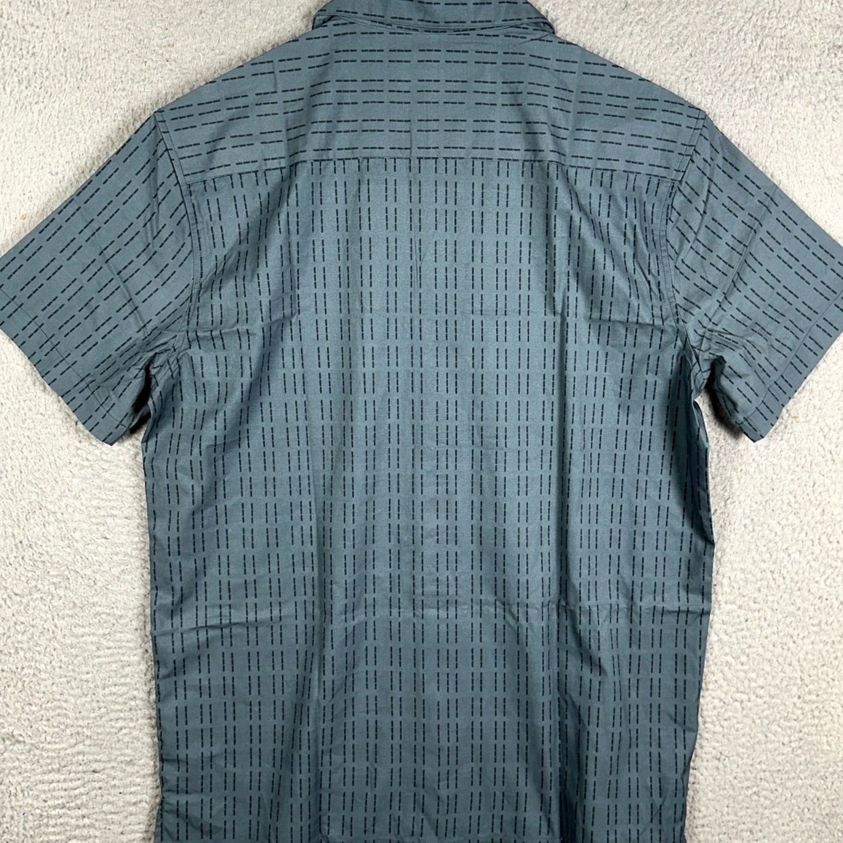 Vintage Bearbottom Shirt Mens L Blue/Gray Geometric Short Sleeve Button Up Travel Casual Regular Size US L / EU 52-54 / 3 - 3 Thumbnail
