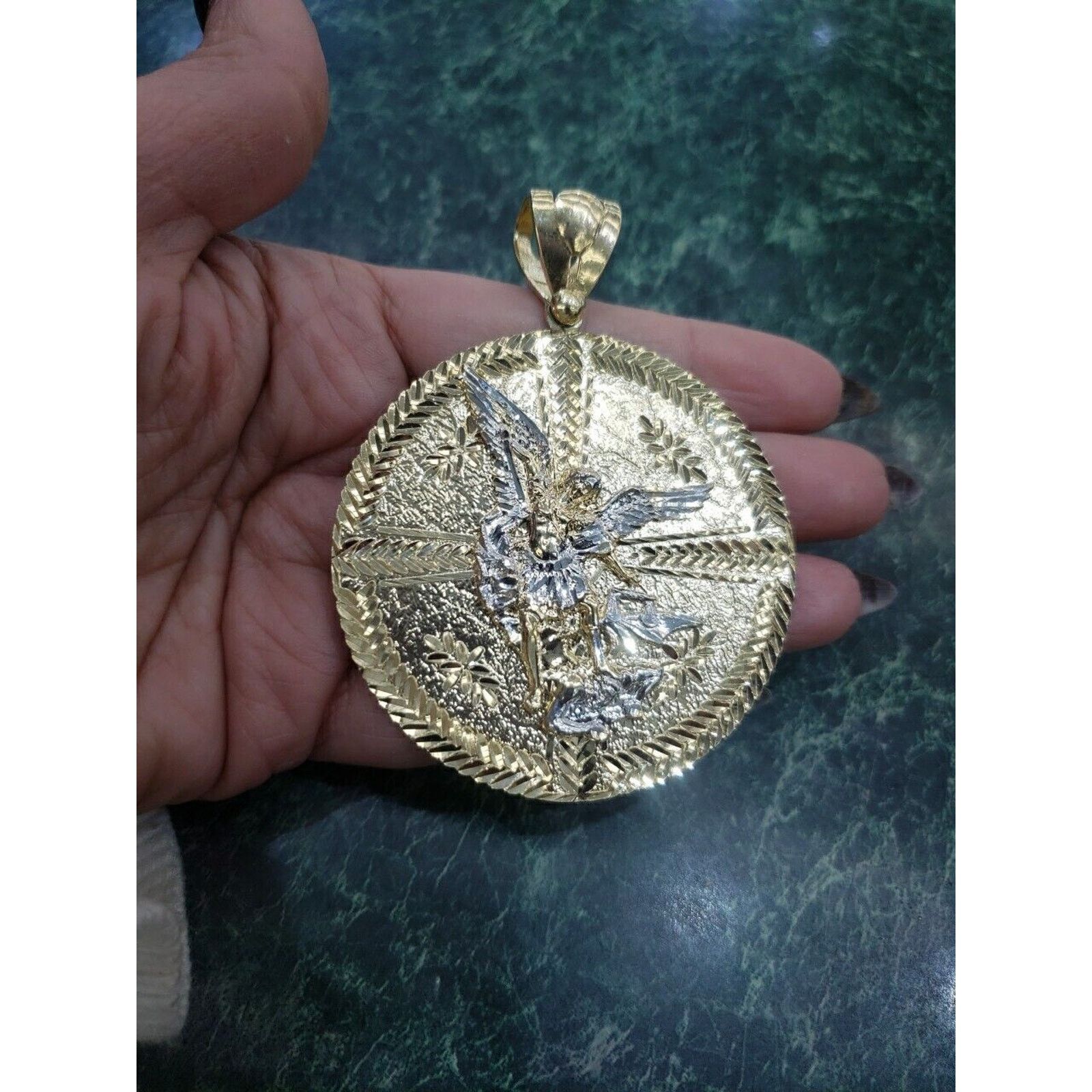 Other Solid 14k Gold saint Michael Pendant Charm Heavy Size ONE SIZE - 2 Thumbnail