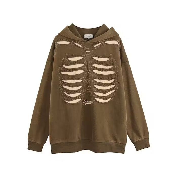 Japanese Brand Skeleton Hollow Out Khaki Hoodie Size US M / EU 48-50 / 2 - 4 Thumbnail