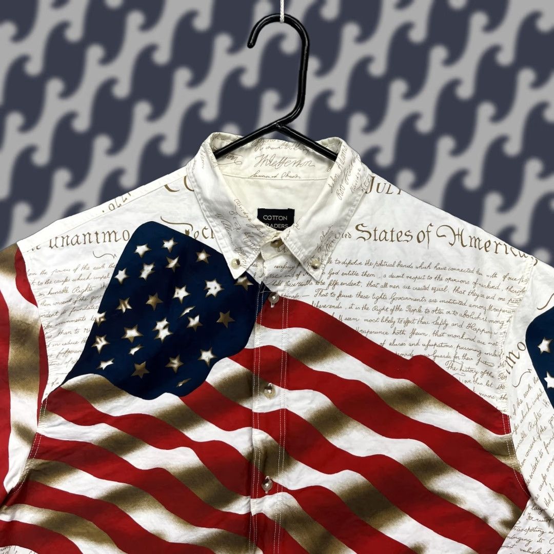 Cotton Traders Cotton Traders Shirt Mens Large Patriotic USA Flag All Over Print Button Up Size US L / EU 52-54 / 3 - 1 Thumbnail