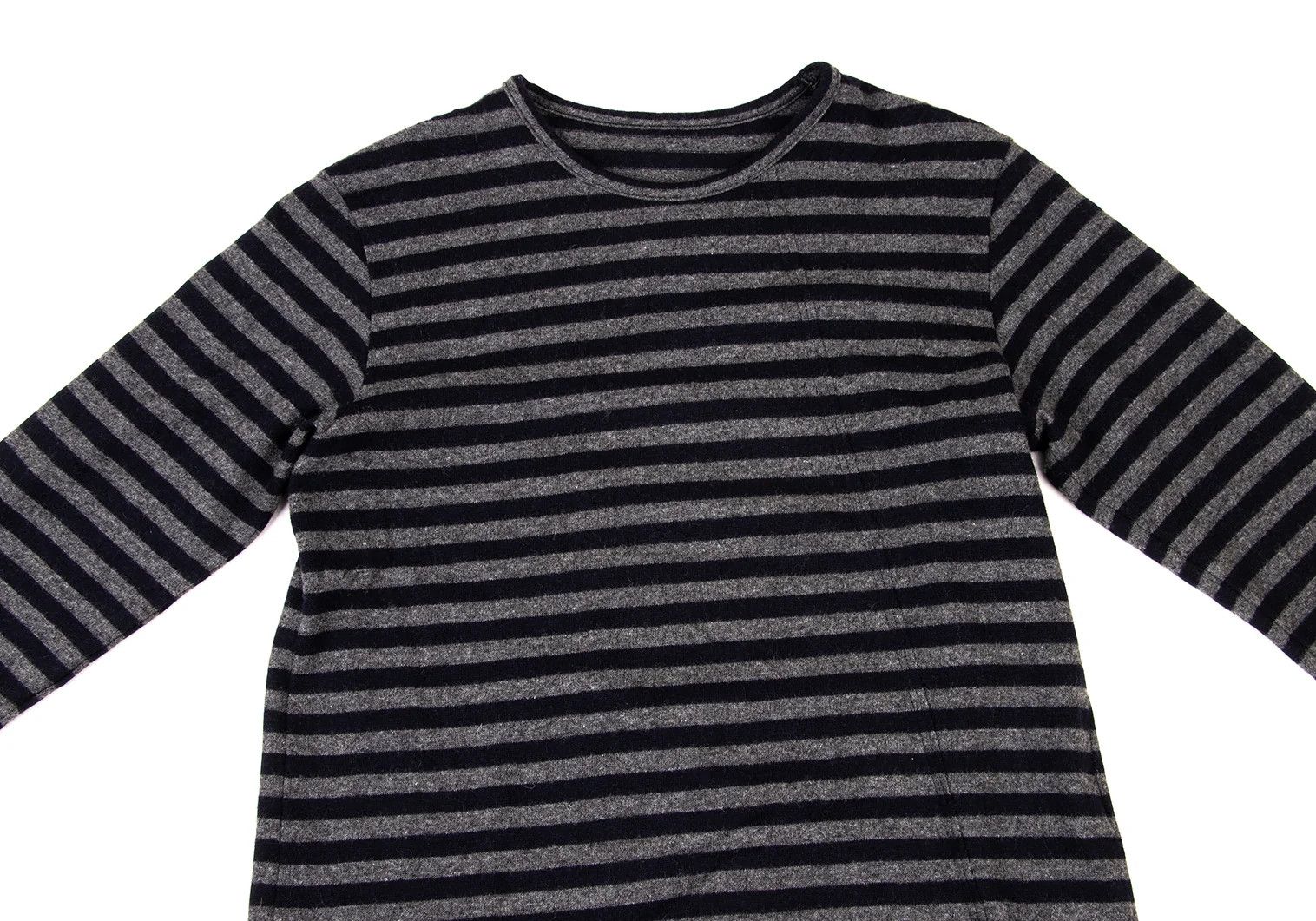 Yohji Yamamoto Altered Hem Striped Knit Top in Navy Gray Size 3 Size US M / EU 48-50 / 2 - 2 Thumbnail