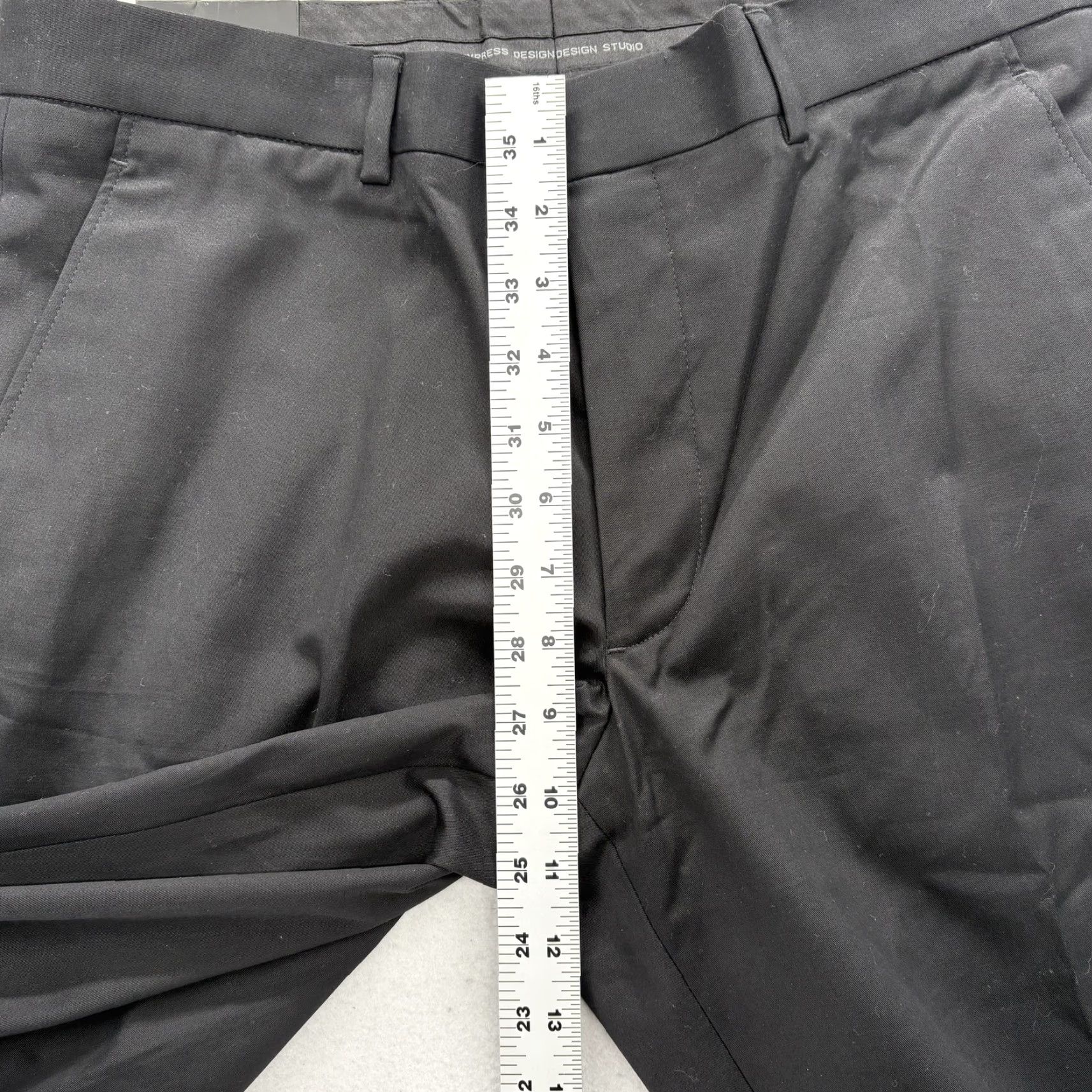 Express Express Design Studio Director Dress Pants Mens 32x32 Black Stretch Herringbone Size US 32 / EU 48 - 6 Thumbnail