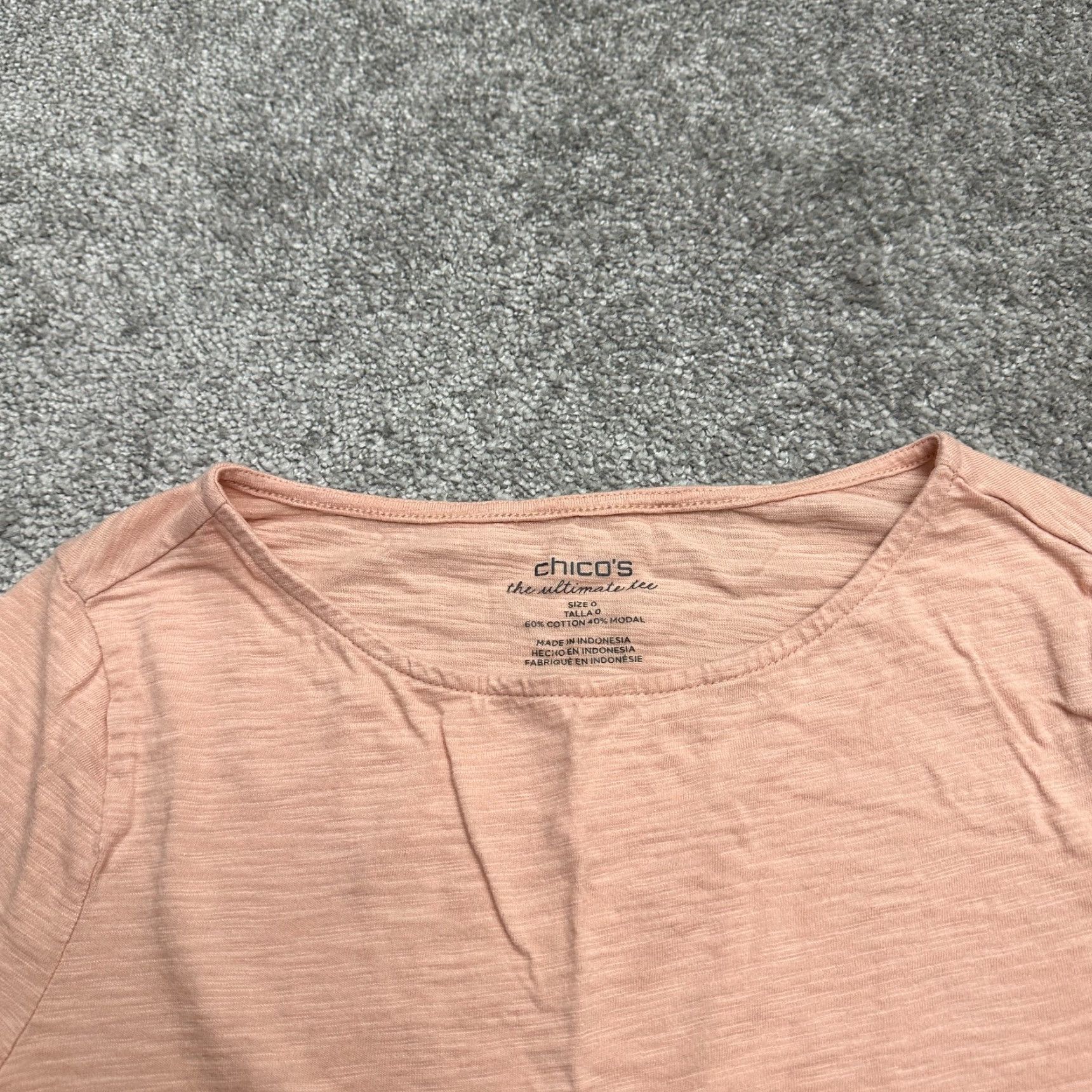Vintage CHICO'S T-Shirt Womens Long Sleeve Cotton Blend Orange 0 Peach Round Neck Casual Tee S Regular Size Ladies Classic/Outdoor 90s? (No, avoid 90s) Size S / US 4 / IT 40 - 3 Thumbnail