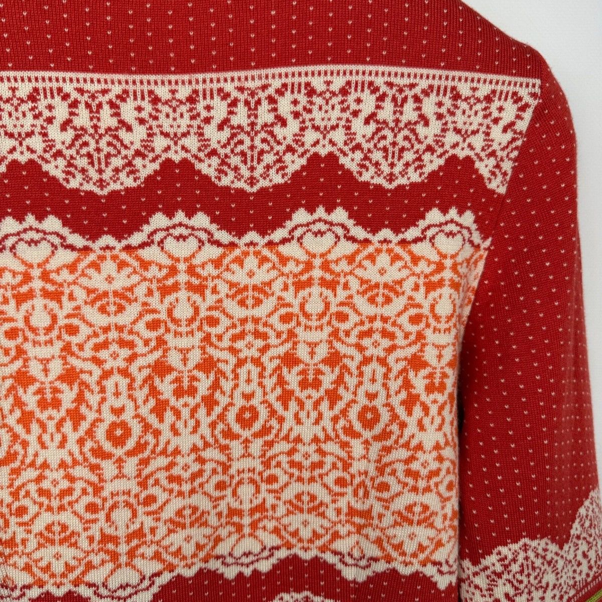 Aran Isles Knitwear OLEANA NORWAY MERINO WOOL SILK FLORAL CARDIGAN SWEATER Size S / US 4 / IT 40 - 19 Thumbnail