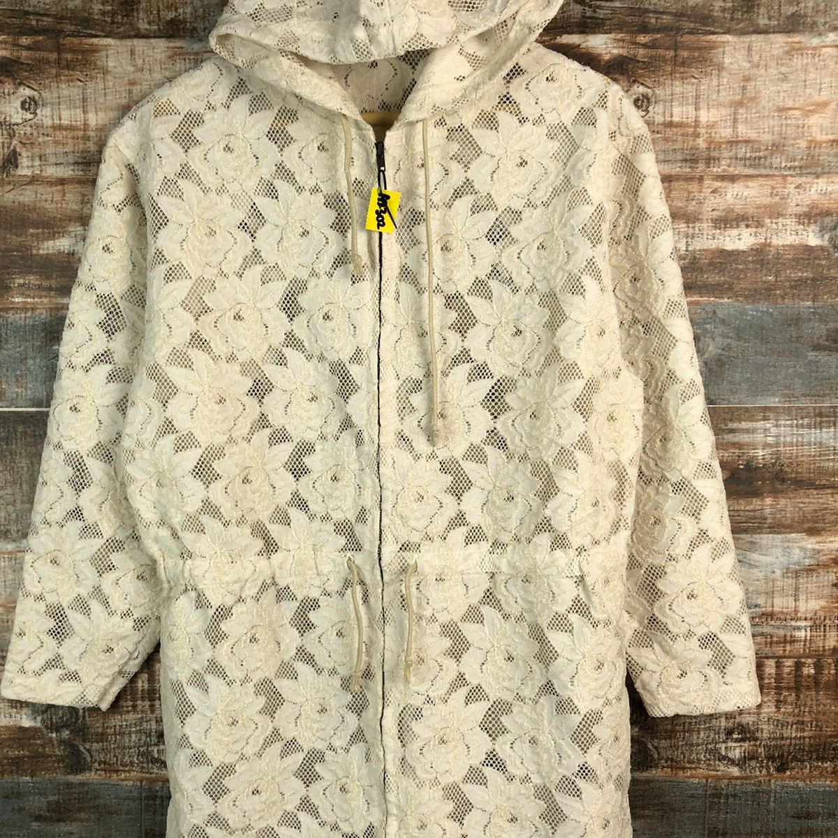 Homespun Knitwear Splash White crochet meshnet art Cardigan Knitwear #A2302 Size M / US 6-8 / IT 42-44 - 5 Thumbnail