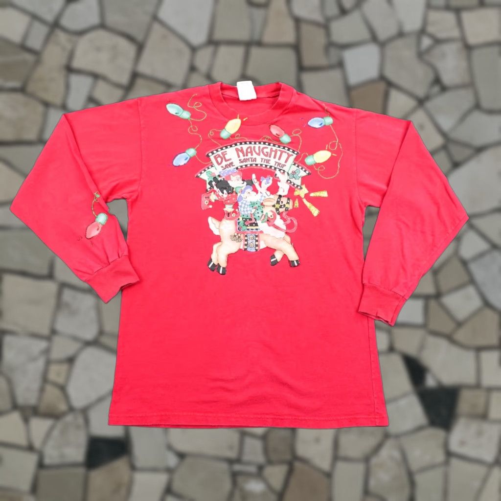 Lee VINTAGE Lee Christmas Shirt Mens L Red Long Sleeve Be Naughty Save Santa Holiday Mens Size US L / EU 52-54 / 3 - 1 Thumbnail