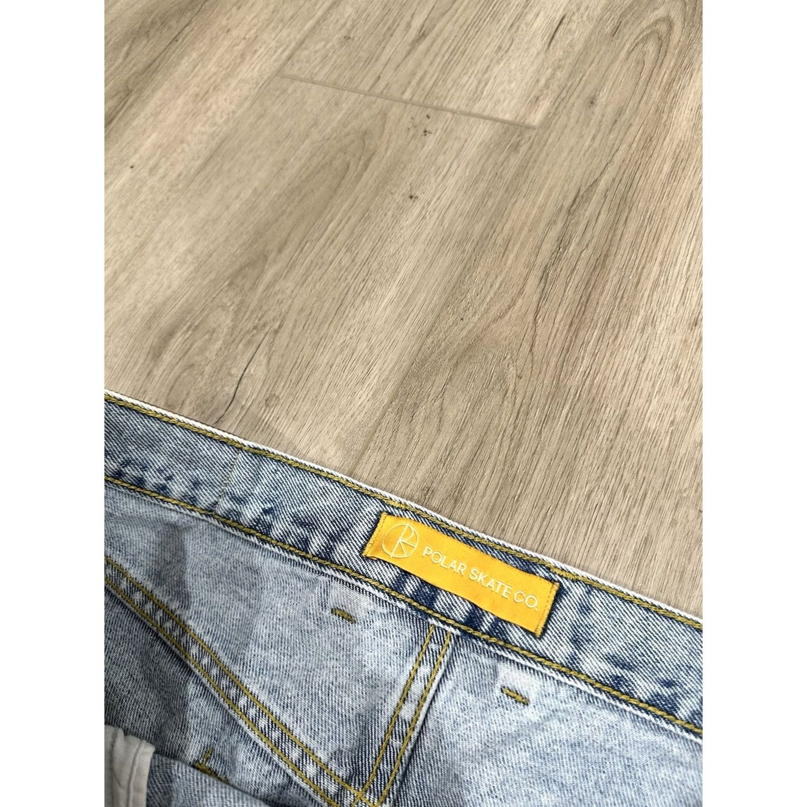 Vintage Polar Skate Co Jeans Mens 36x31 Denim Baggy 90s Vintage Streetwear Logo Pocket 5-Pocket Tapered Jeans Mens Blue Size US 36 / EU 52 - 5 Thumbnail