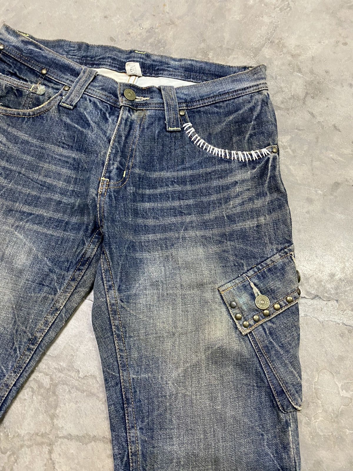 Hysteric Glamour × If Six Was Nine × Tornado Mart Flare Jeans Japanese Coat of Arms Mud Rusty Cargo Jeans Size US 31 - 8 Thumbnail