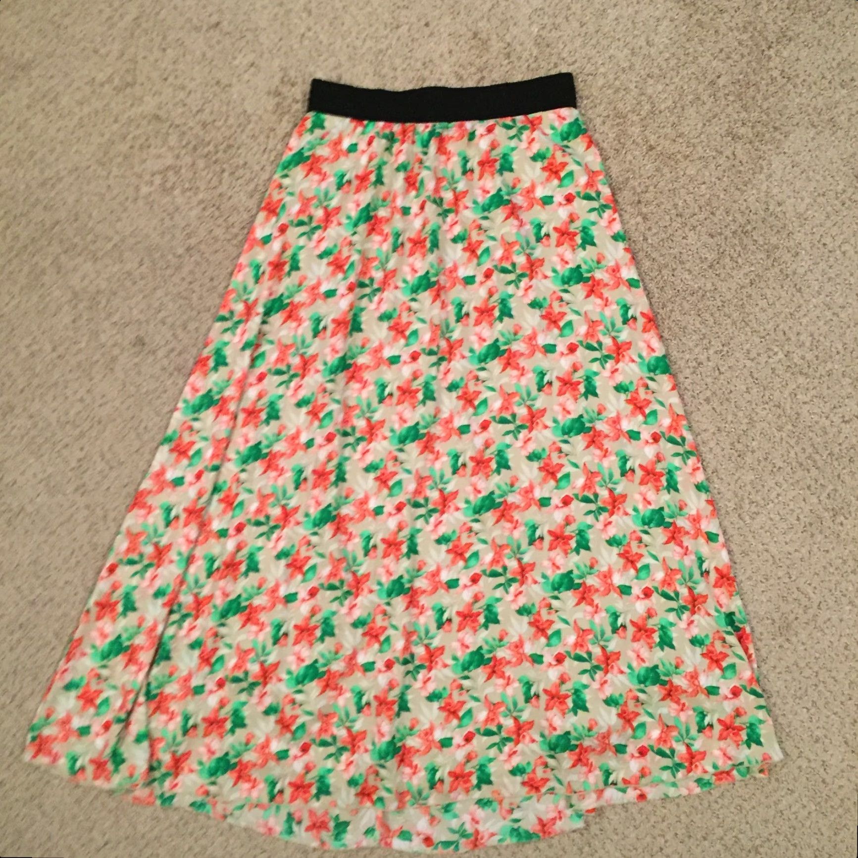 Vintage LuLaRoe Maxi Skirt Medium Pink Floral Long Lined Pull On Size 32" / US 10 / IT 46 - 2 Thumbnail