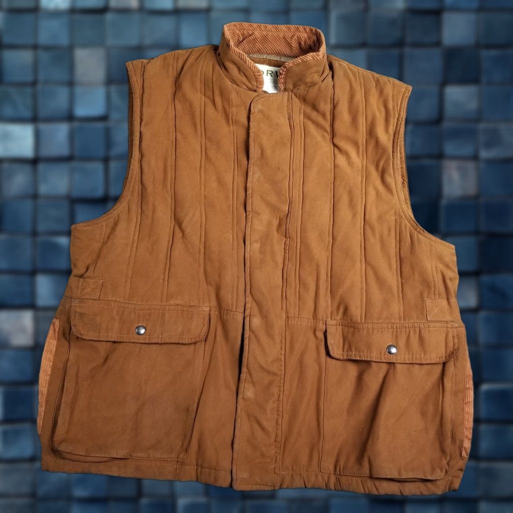 Orvis Orvis Vest Faux Suede Polyester Men XL Corduroy Trim Fishing Hunting Jacket Size US XL / EU 56 / 4 - 1 Thumbnail