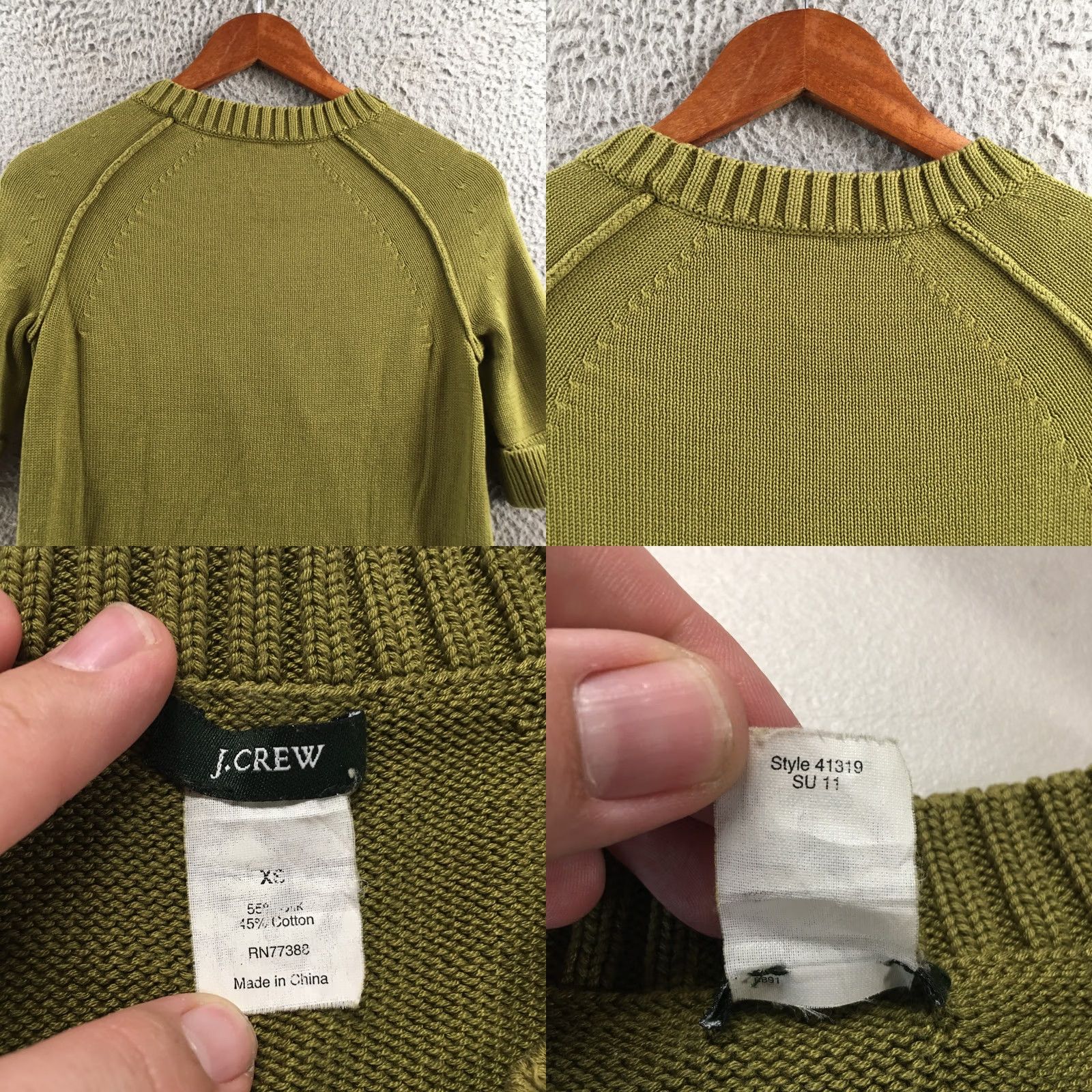 J.Crew J.Crew Sweater Top Womens XS Olive Green Short Sleeve Pullover Regular Fit Size XS / US 0-2 / IT 36-38 - 9 Thumbnail