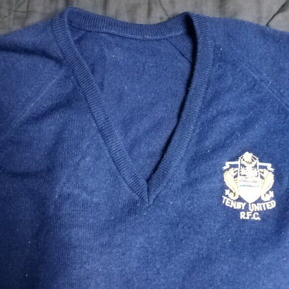 Vintage Vintage 60s Tenby United Rugby Club V-Neck Sweater Size US XL / EU 56 / 4 - 2 Thumbnail