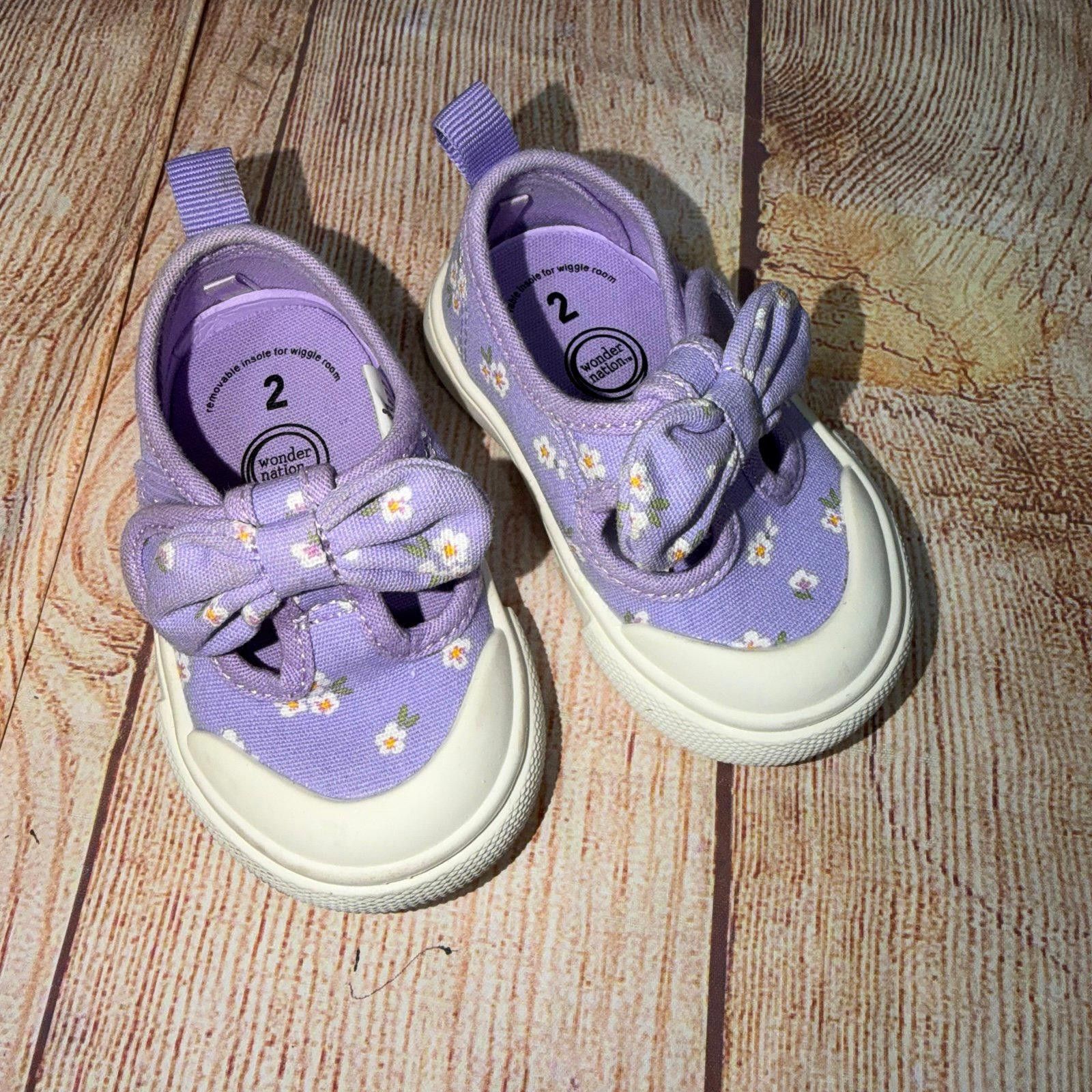 Other Wonder Nation Toddler Girls' Purple Floral Shoes Size 2 Size US 4 / IT 34 - 1 Thumbnail