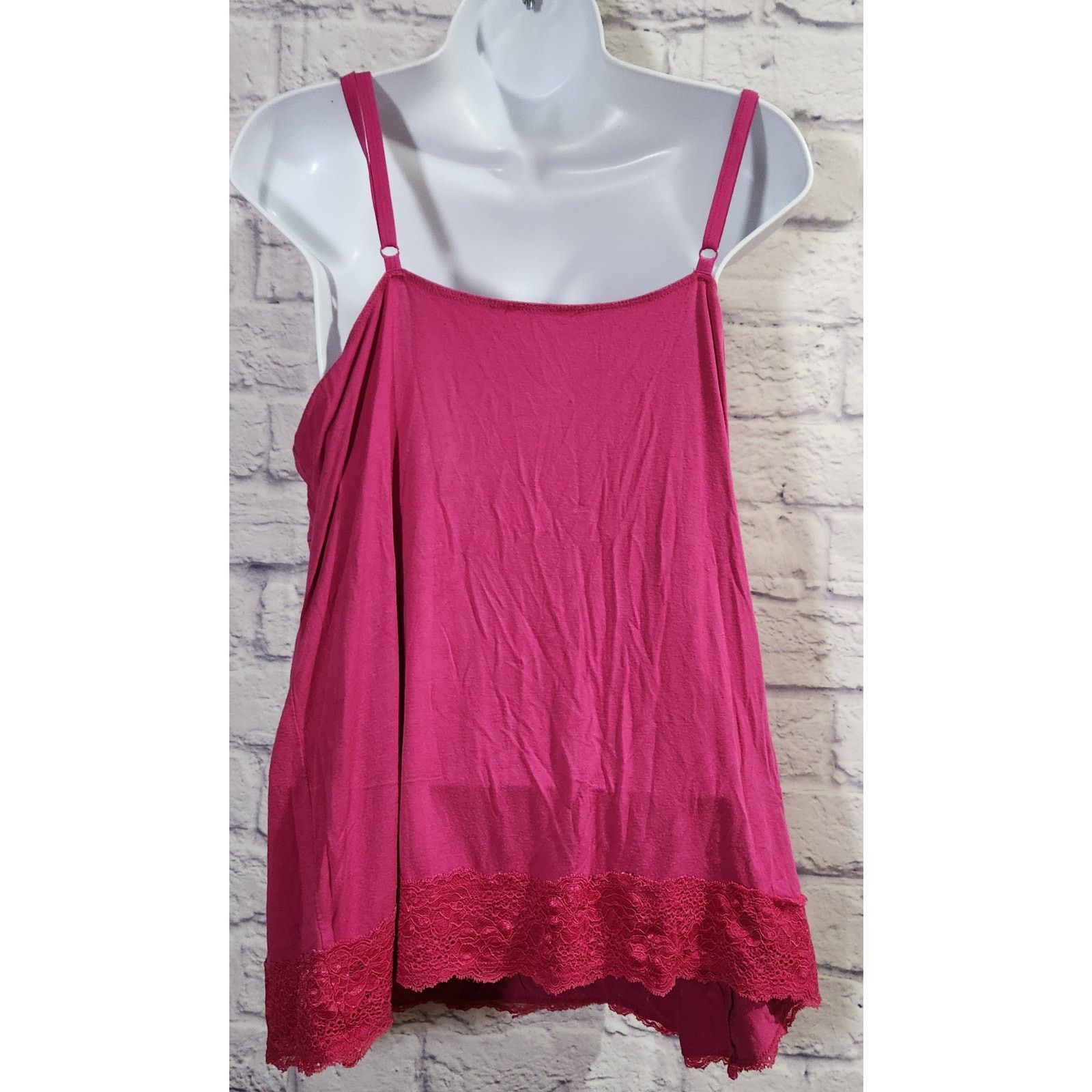 Other Pink Fuchsia Lace Adjustable Spaghetti Strap Tank Top 22 24 Size 3XL / US 20-22 - 5 Thumbnail