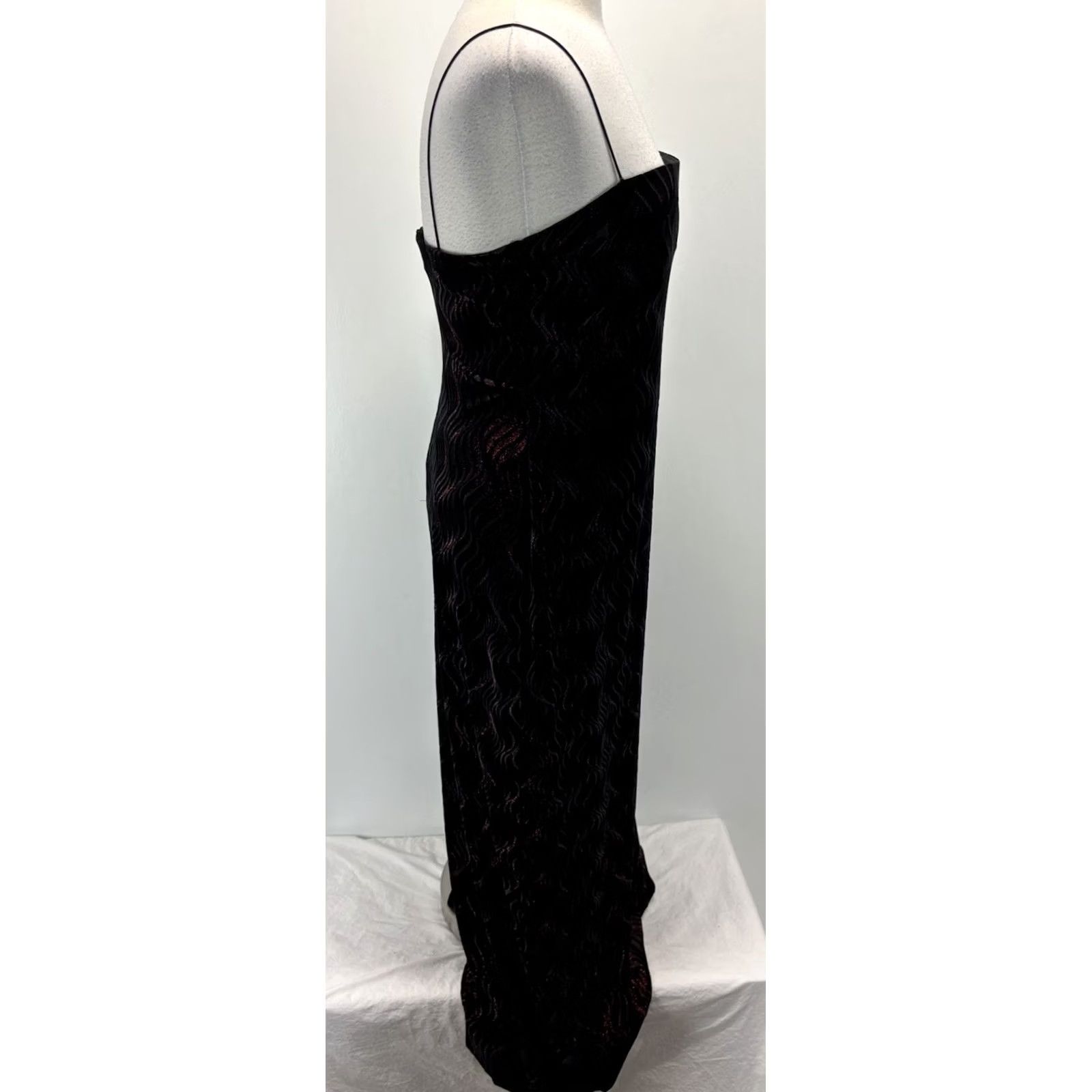 Vintage VINTAGE JS Boutique Maxi Formal Dress 12 Black Red Shimmer Velour Glitter 90s Y2K Fairy Grunge Gothic Glam Women Size XL / US 12-14 / IT 48-50 - 4 Thumbnail