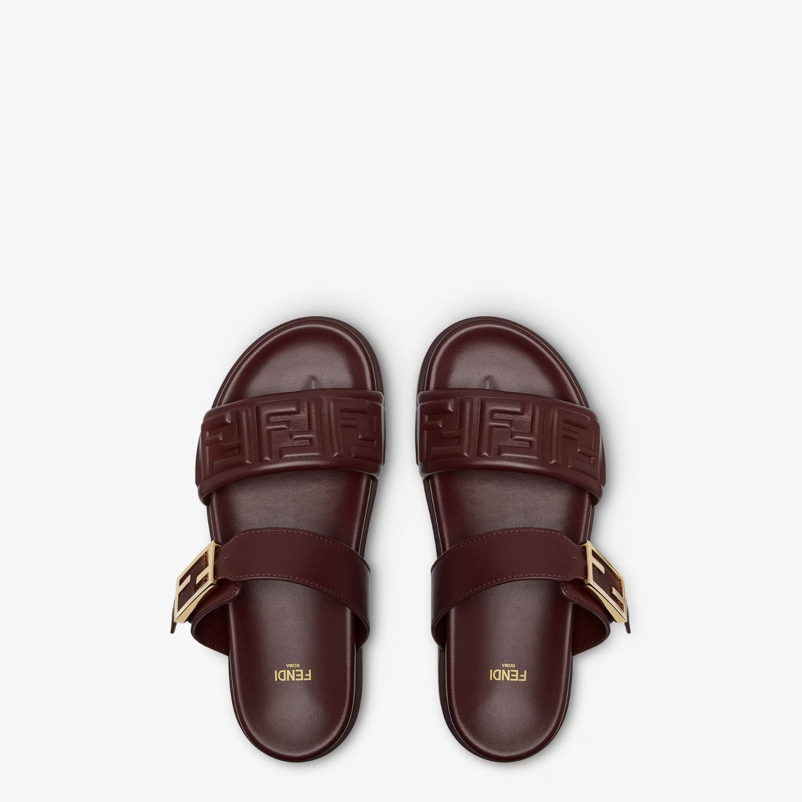 Fendi os11x0526 Nappa Leather Slides in Burgundy Size US 10 / IT 40 - 2 Thumbnail