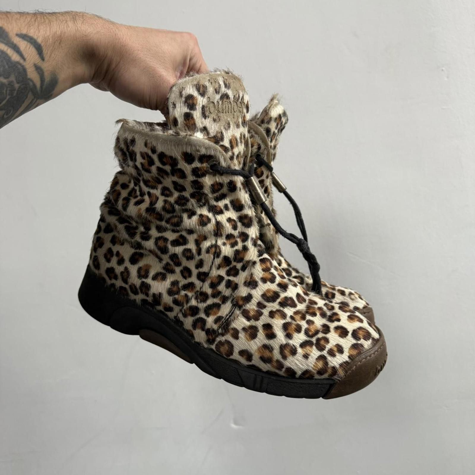 Other Vintage Bumper Italy Leopard Print Pony Fur Mid Boots Size US 5 / IT 35 - 8 Thumbnail