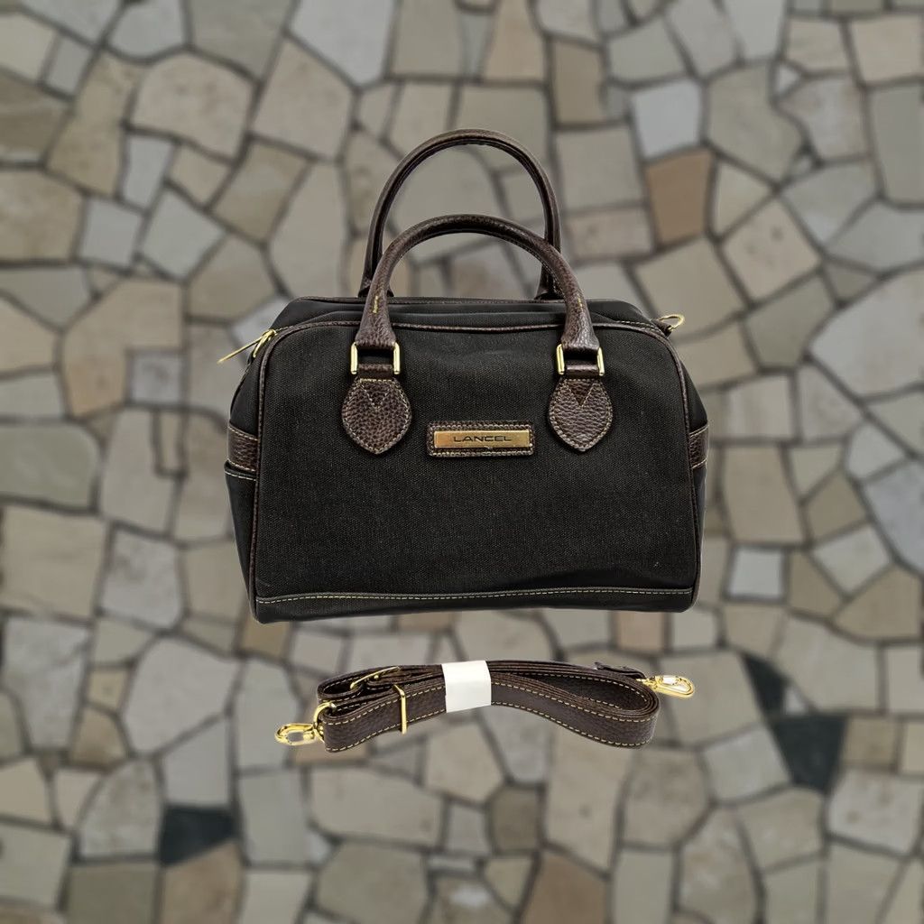 Lancel Lancel Boston Canvas Convertible Bag Satchel Handbag Purse Women's Black Canvas Satchel/Top Handle Bag Kid? Size ONE SIZE - 1 Thumbnail