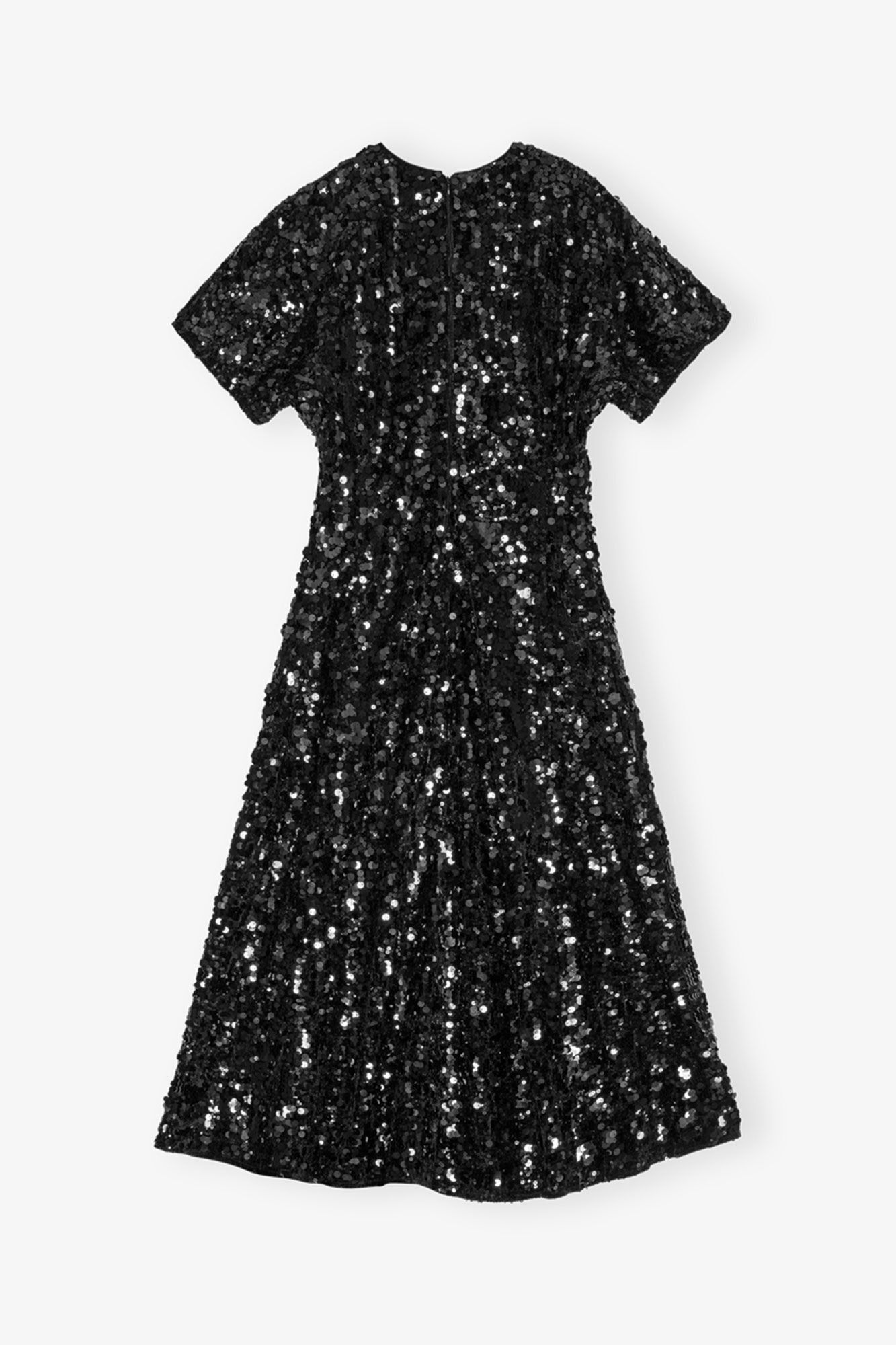 Ganni o1s22i1n0525 Velvet Sequins Midi Dress in Black Size XXS / US 00 / IT 34 - 2 Thumbnail