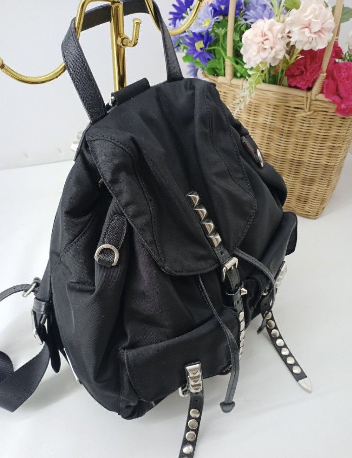 Prada Prada Studded Nylon Backpack Size ONE SIZE - 11 Thumbnail