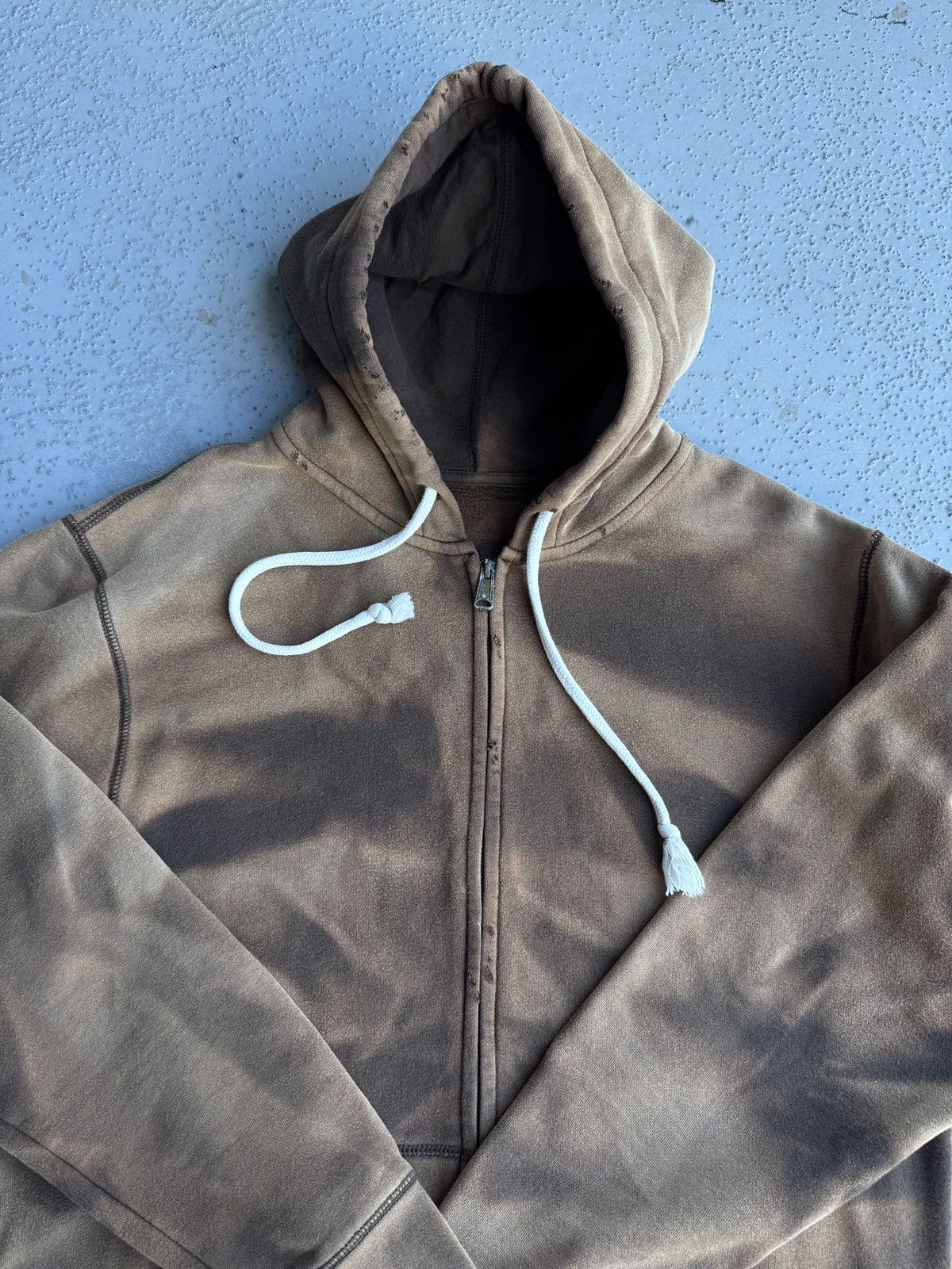 Vintage Faded distressed hoodie brown full zip vintage M-L Size US M / EU 48-50 / 2 - 1 Thumbnail