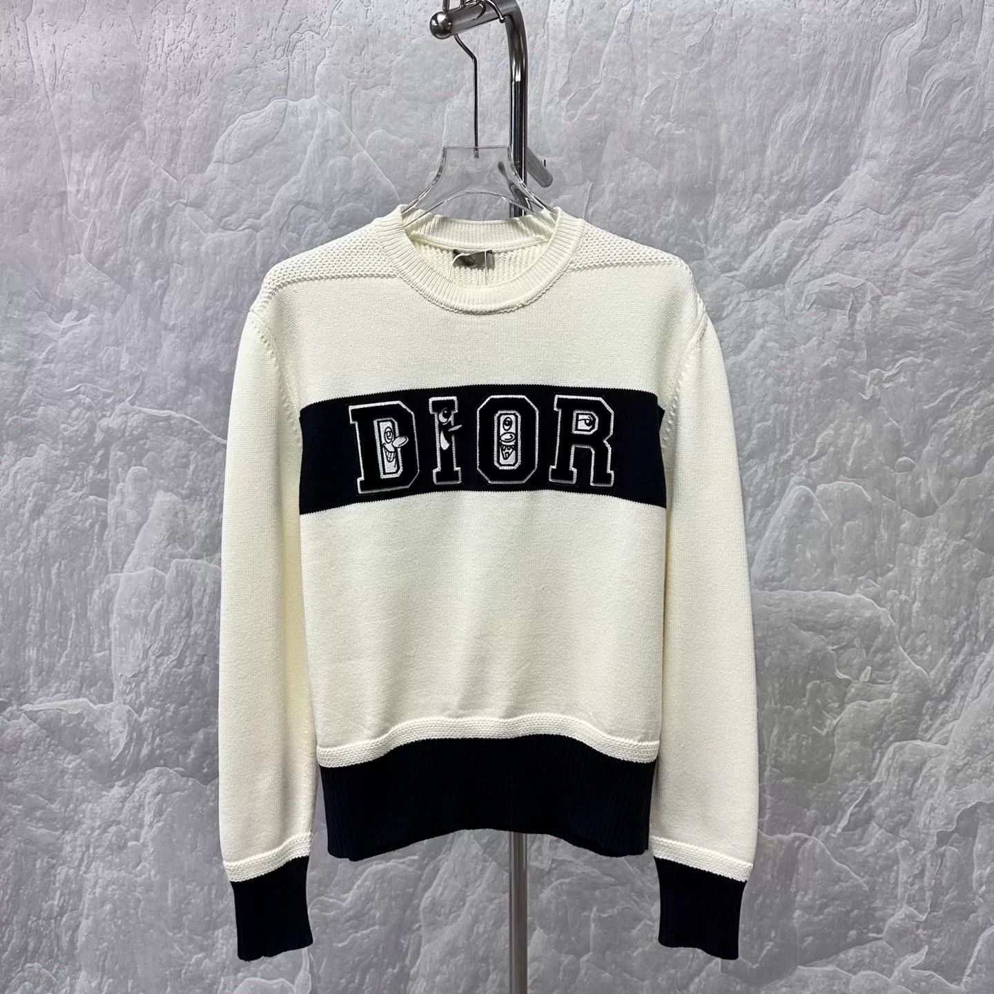 Dior dior logo knitted sweater in cream color Size L / US 10 / IT 46 - 1 Thumbnail