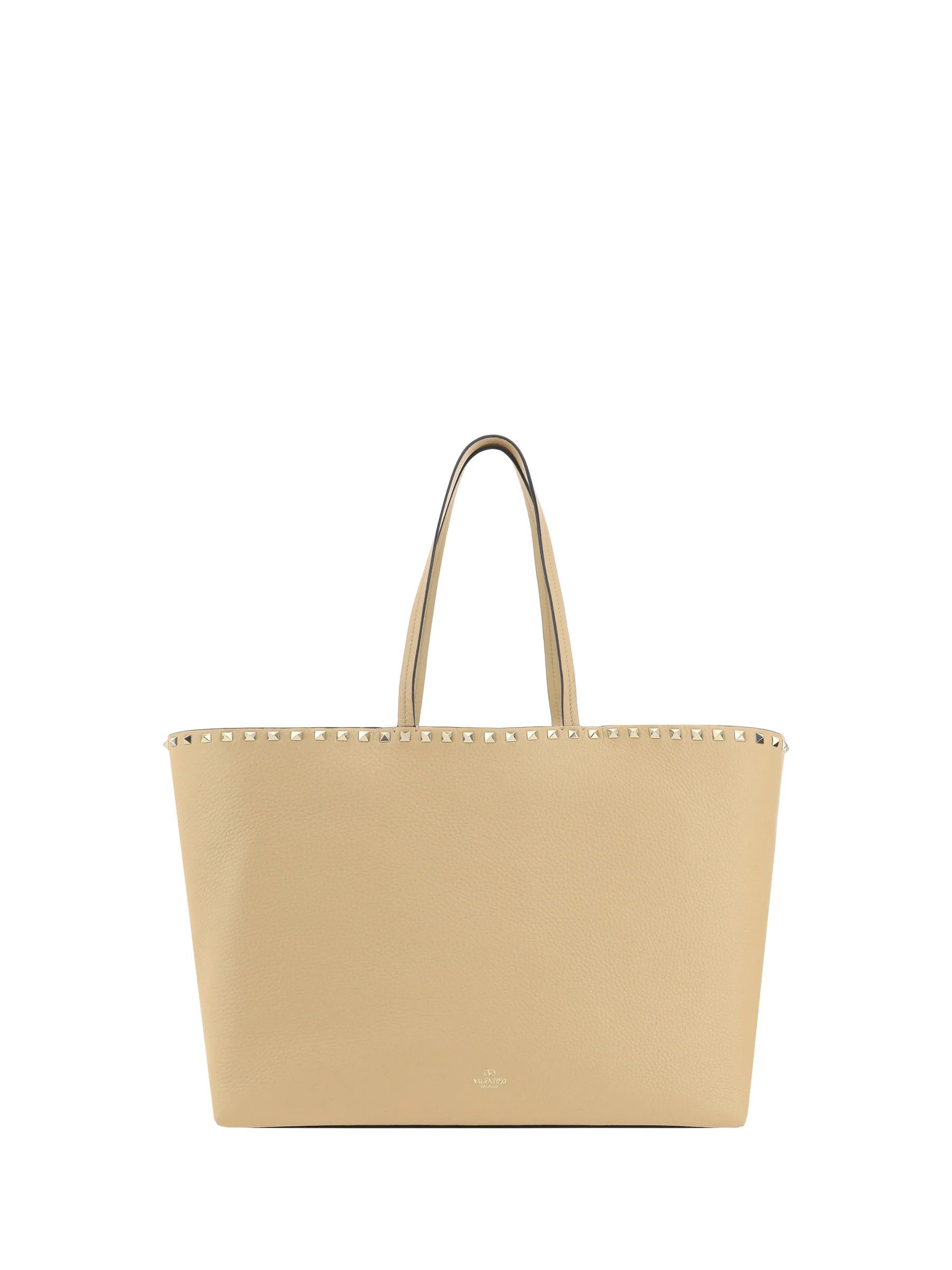 Valentino o1s22i1n0924 Size: OS / Large Rockstud Tote Bag in Beige Size ONE SIZE - 1 Thumbnail