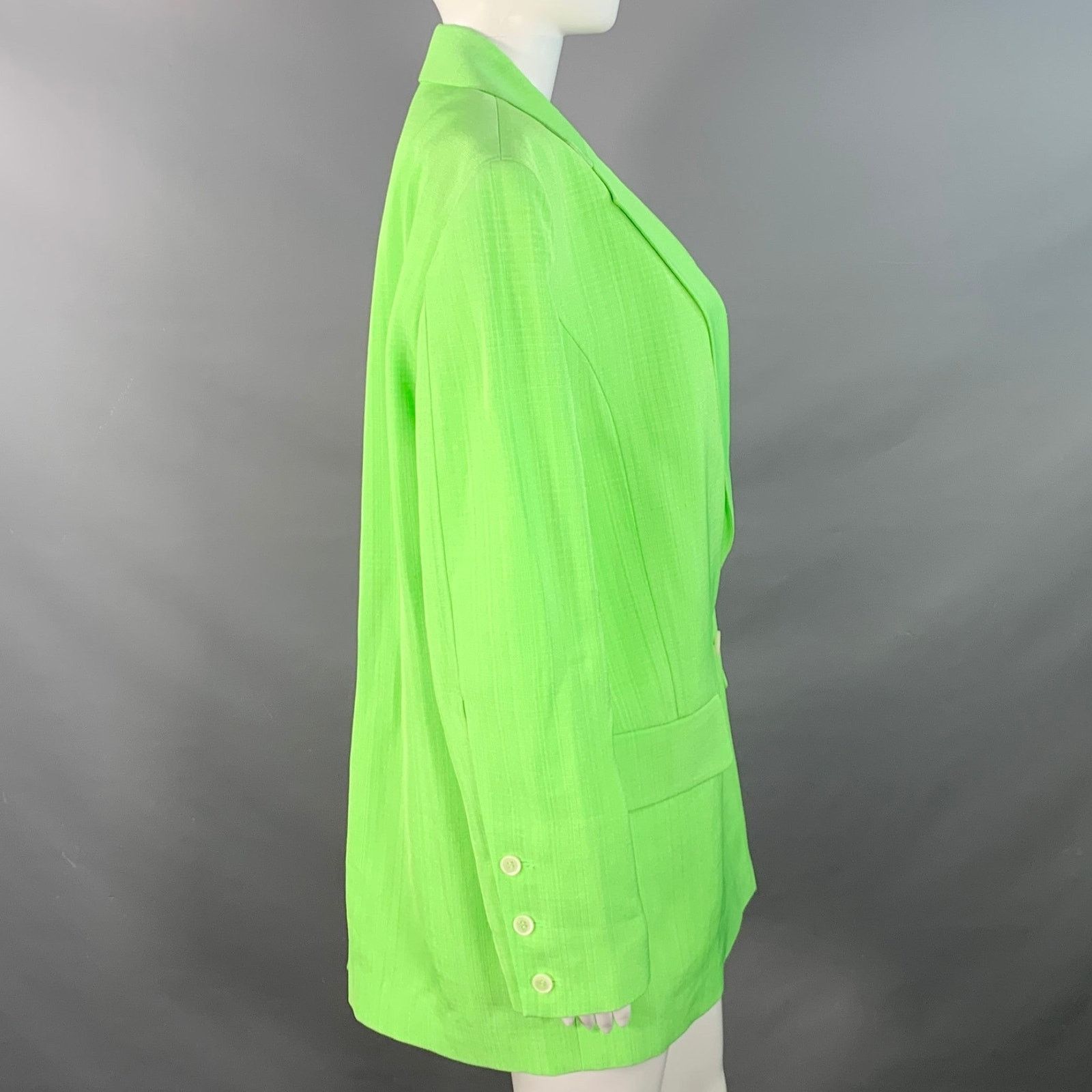 Jacquemus S Le Splash Green White Viscose Silk Double Breasted Blazer Size S / US 4 / IT 40 - 2 Thumbnail
