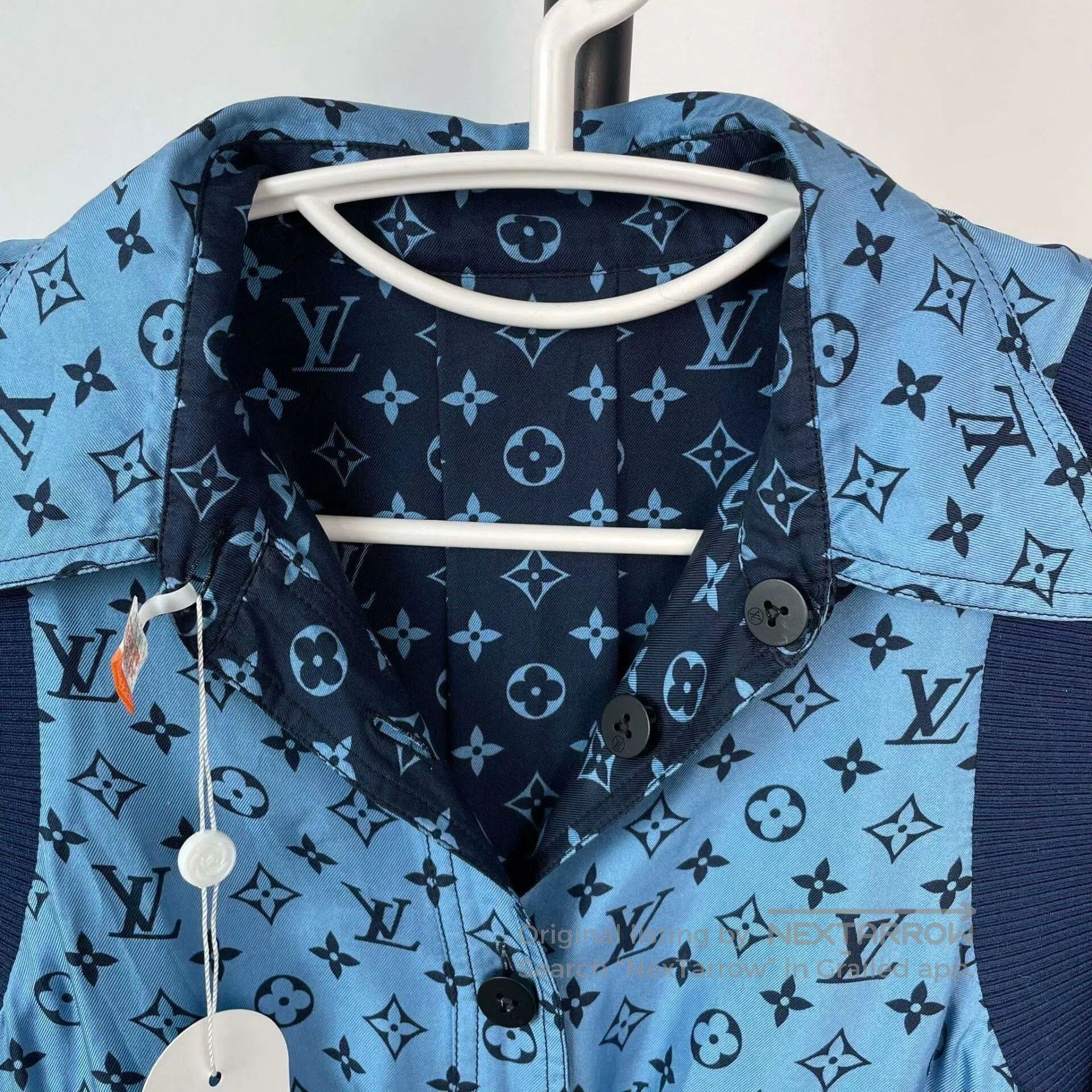 Louis Vuitton Louis Vuitton Blue Silk Monogram Coat. Size XS / US 0-2 / IT 36-38 - 8 Thumbnail