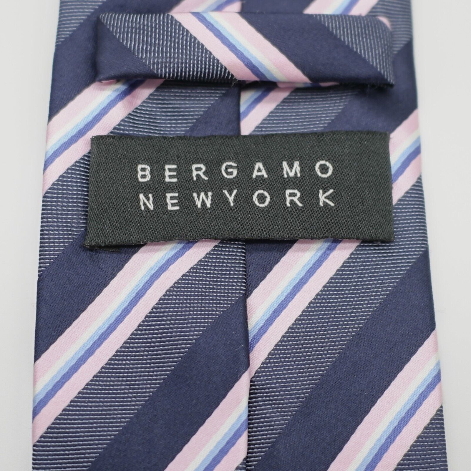 Bergamo New York Bergamo New York Blue Pink Striped Polyester Woven Tie Size ONE SIZE - 3 Thumbnail