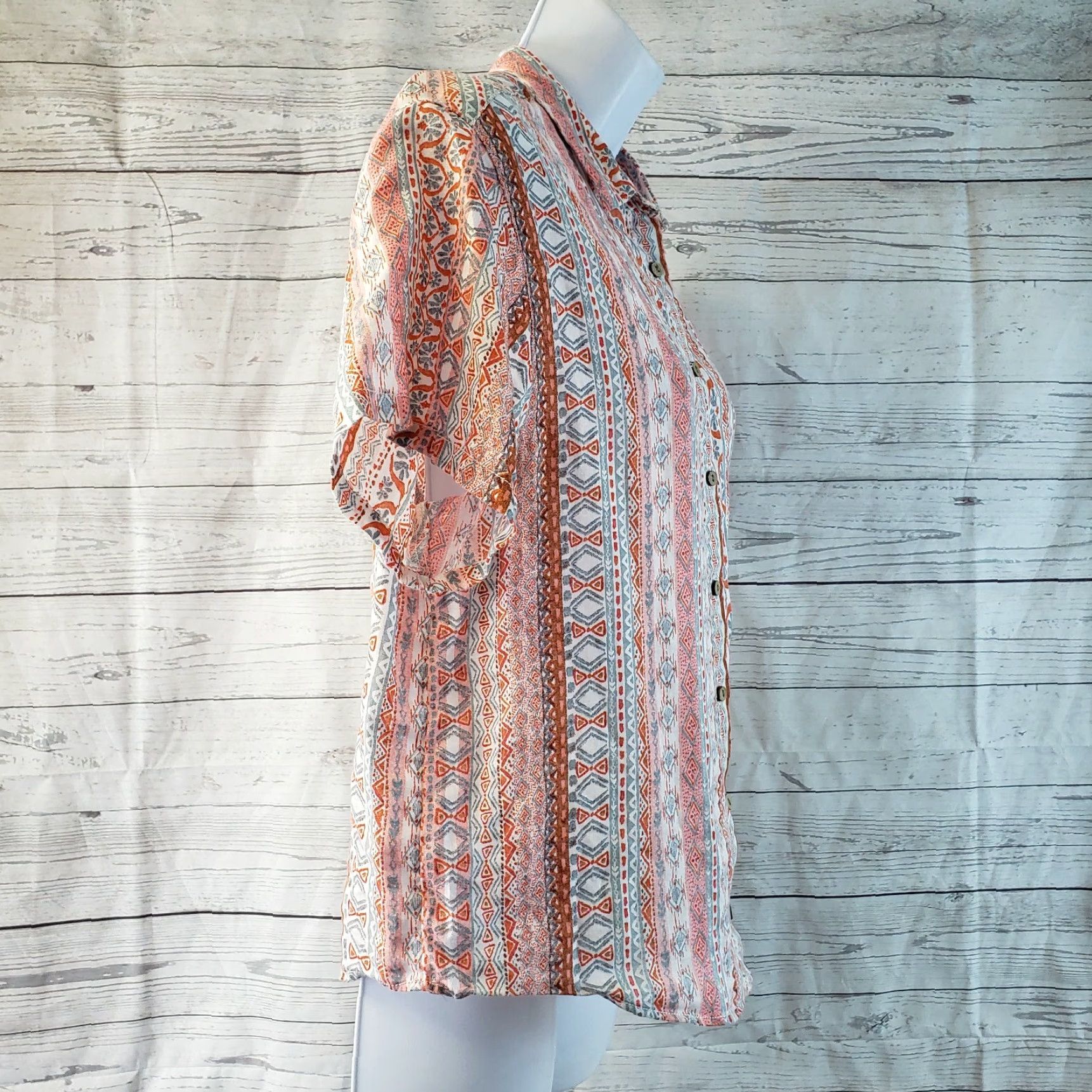Rachel Zoe Rachel Zoe Button-Front Shirt Womens Sz Small Pink Linen Short Sleeve Size S / US 4 / IT 40 - 3 Thumbnail