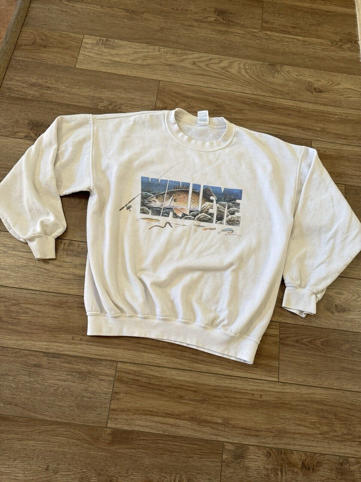 Gildan Vintage 90s Walleye Lures Fish Crewneck Size US XL / EU 56 / 4 - 1 Thumbnail