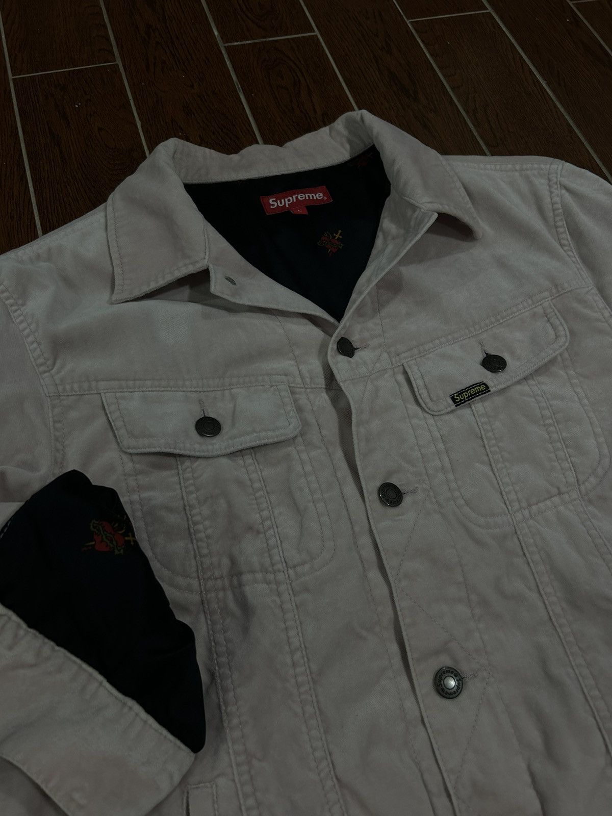Supreme Supreme velvet dusty pink trucker denim jacket Size US L / EU 52-54 / 3 - 4 Thumbnail