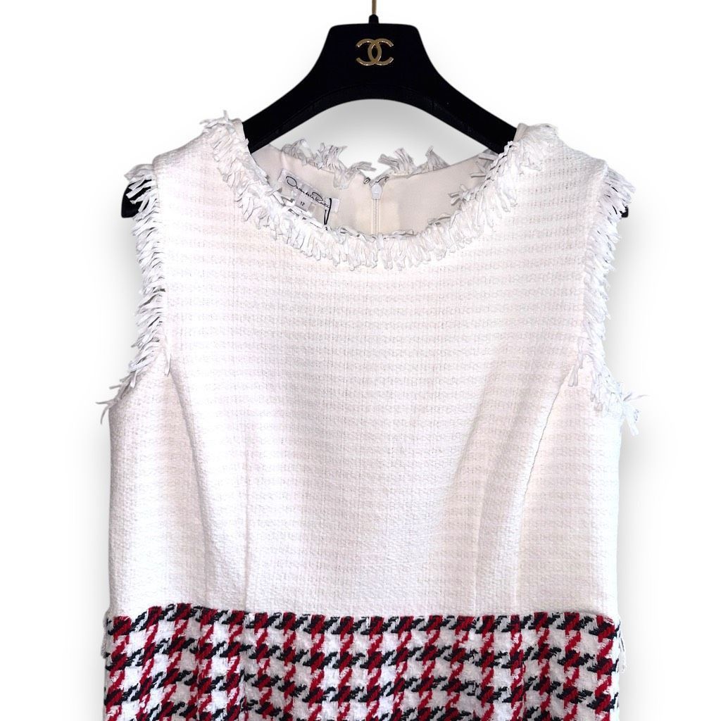 Oscar De La Renta NWT Oscar De La Renta Bicolor Houndstooth Tweed Dress Sz 12 Size XL / US 12-14 / IT 48-50 - 6 Thumbnail