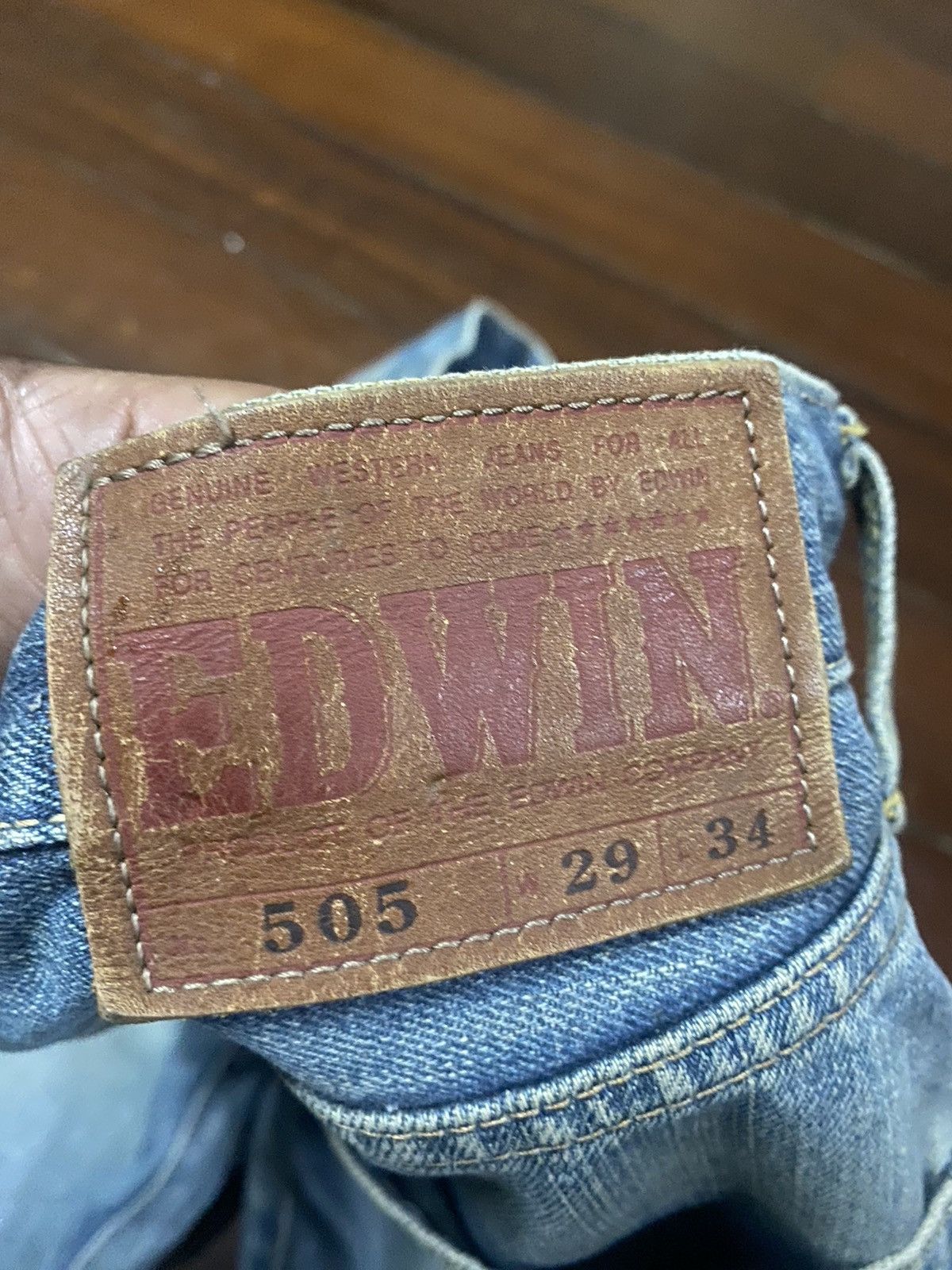 Edwin Vintage 90s Edwin 505 Selvedge Distressed Denim Jeans BAGGY Size US 32 / EU 48 - 17 Thumbnail
