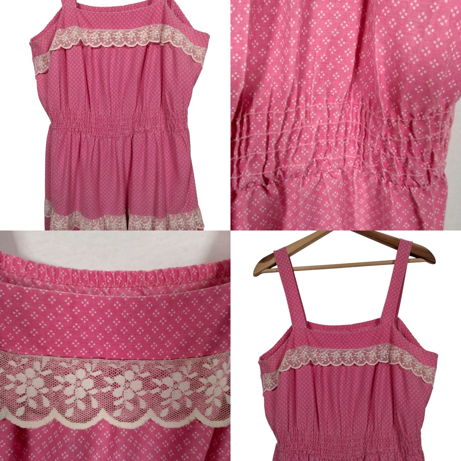 Vintage VINTAGE Peasant Sundress Pair 18 1/2 Sleeveless Blue Pink Lace Hippie Boho Maxi Midi Casual Women Plus Size Dresses Size XXL / US 16-18 / IT 52-54 - 9 Thumbnail