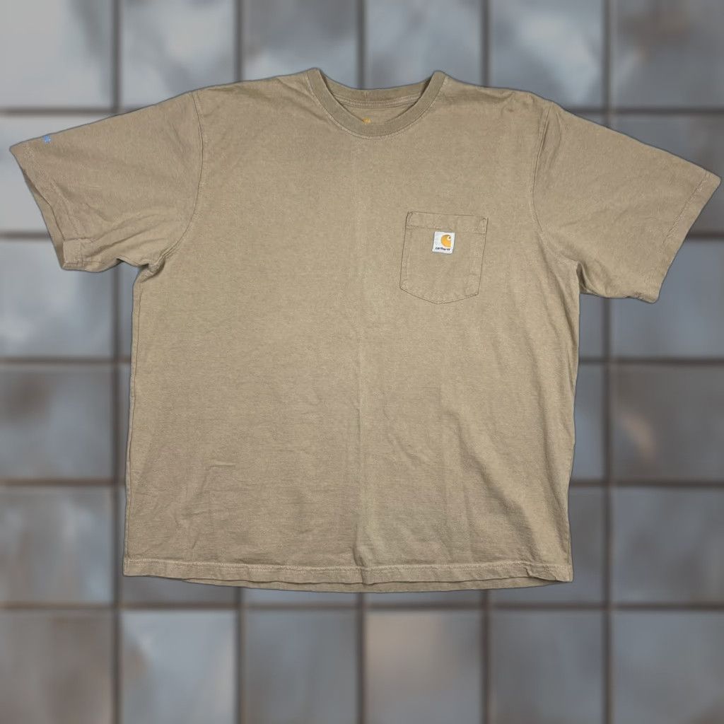 Carhartt Carhartt Mens 2XL Pocket T-Shirt Original Fit Light Brown HughesNet Sleeve Print Shirt Crew Neck Short Sleeve Logo Brown Mens Size US XXL / EU 58 / 5 - 1 Thumbnail