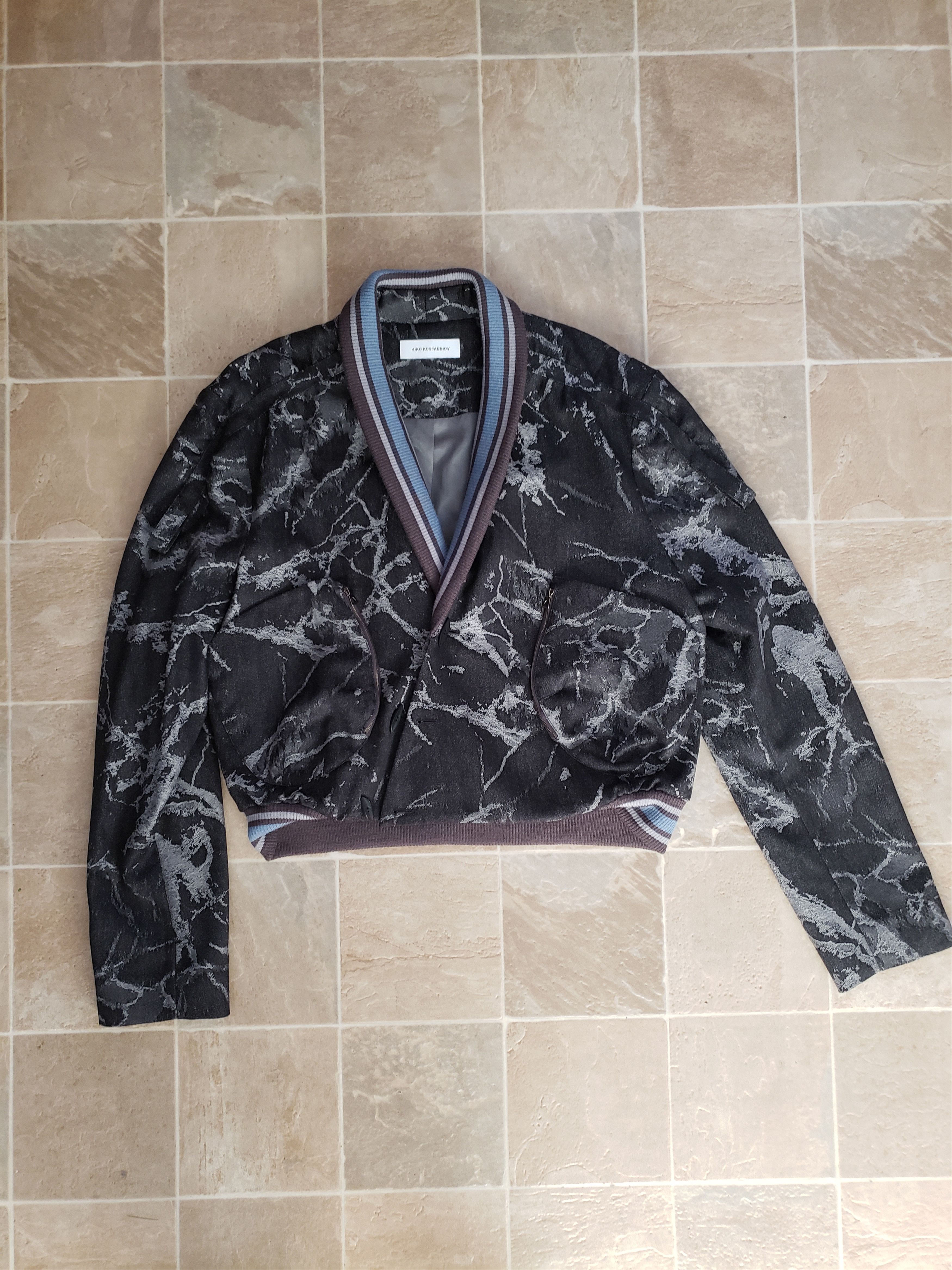 image of Kiko Kostadinov Black Marble Valakas Blazer, Men's (Size Large)