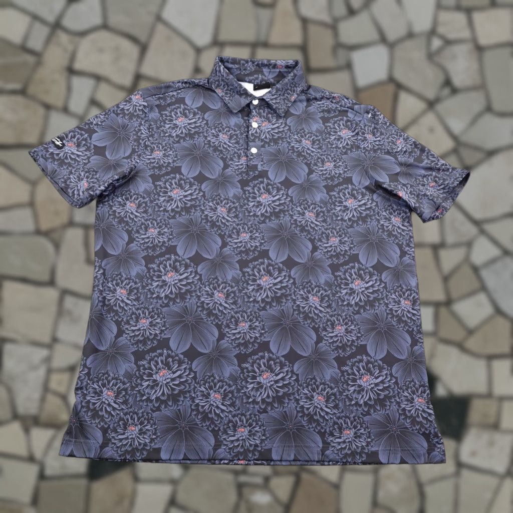 Vintage Sunday Swagger Polo Shirt XL Mens Blue Gray Floral Print Performance Golf Flex Size US XL / EU 56 / 4 - 1 Thumbnail