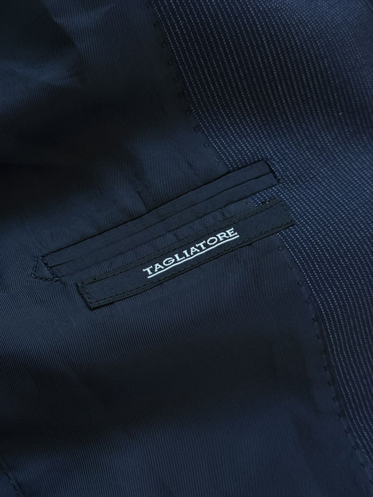 Tagliatore Tagliatore Navy Blue Striped Wool 130s Blazer Jacket Size 38R - 8 Thumbnail