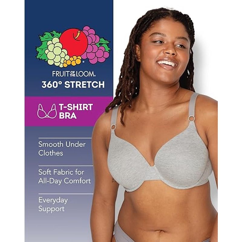 Fruit Of The Loom New 3-Pack Fruit of the Loom Womens 34DD Cotton T-Shirt Bras Size ONE SIZE - 5 Thumbnail